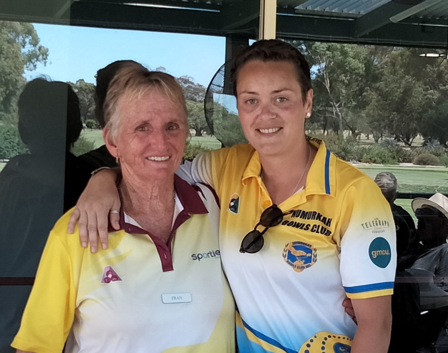 Already a star... Numurkah’s Tay Hills (right) after she defeated Barooga’s Fran Thatcher in the women’s novice singles regional final. 