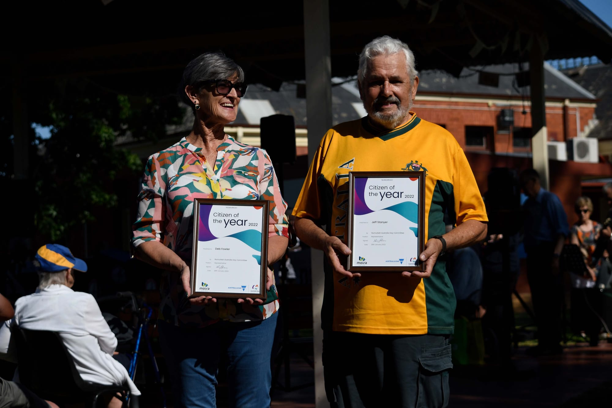 Toast of the town... Citizens of the Year, Deb Fowler and Jeff Stanyer.
