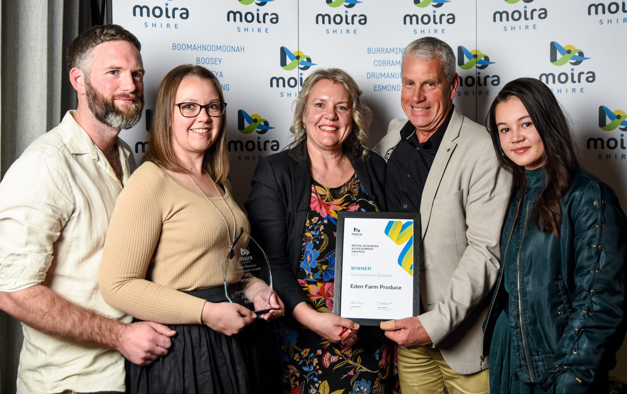Hard work recognised... The Eden Farm team (from left): Chris Mongan, Holly Mongan, Katherina Baker, Gary Baker and Ruby Bilko.