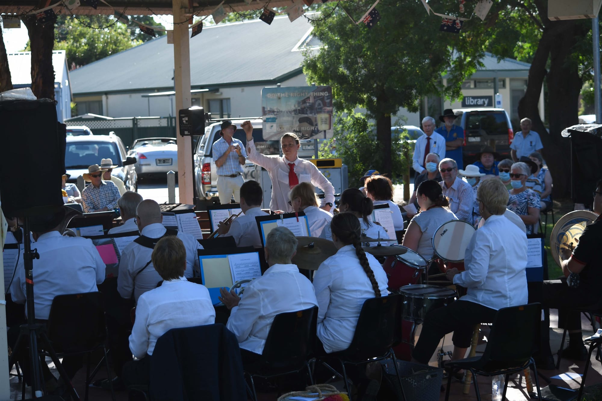 What a performance... Stand-in conductor Michelle Davis leads the Numurkah Town Band last Wednesday. 
