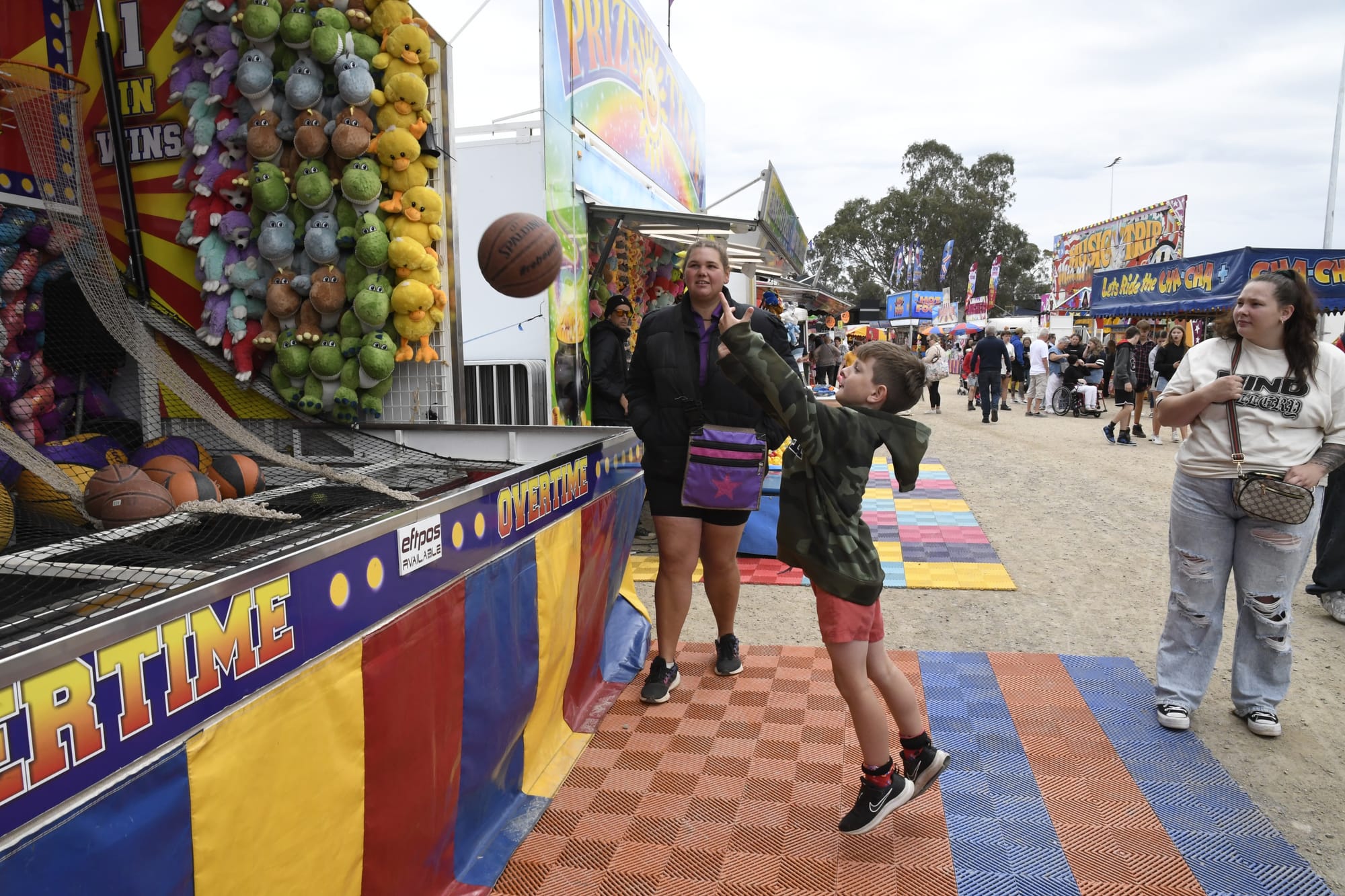 Hot shot... Alby Dalton gave it his all on sideshow alley.