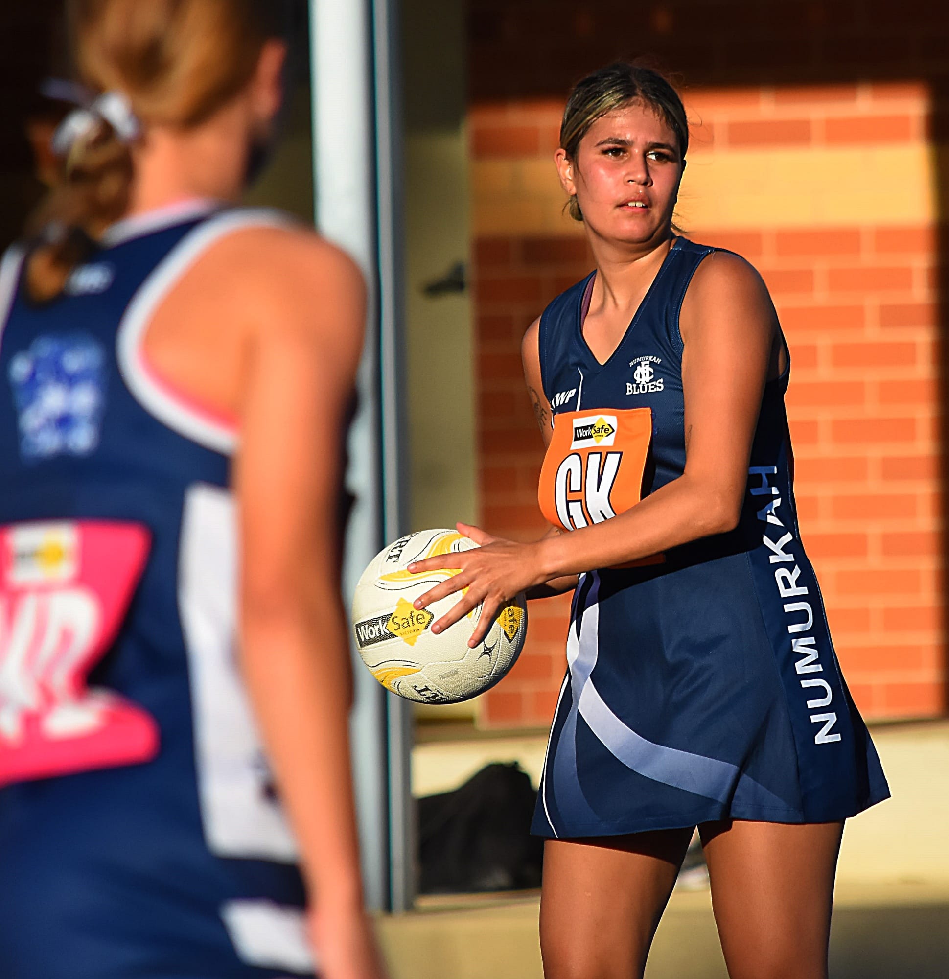 Assessing her options... Teshia Koo-aga looks for a pass. 