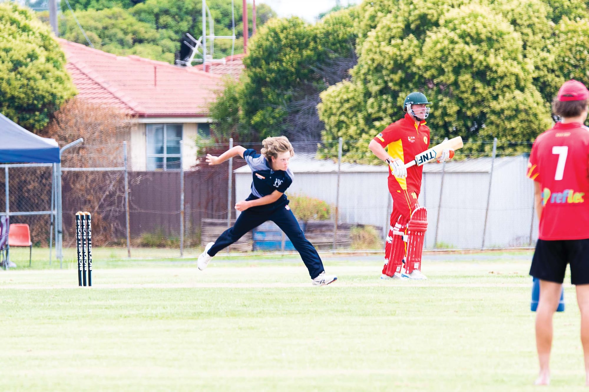 Debutant... Riley Dawson was impressive in his first A-grade game, taking 1/25 from 7.4 overs. 
