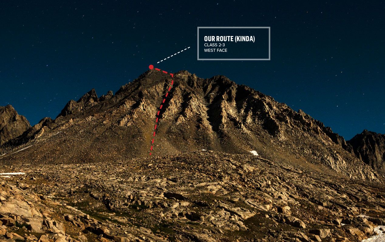 Class 2-3 route up Mt. Agassiz' West Face