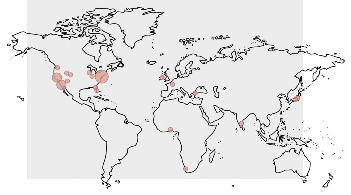 map showing locations of churches started with Orchard Group
