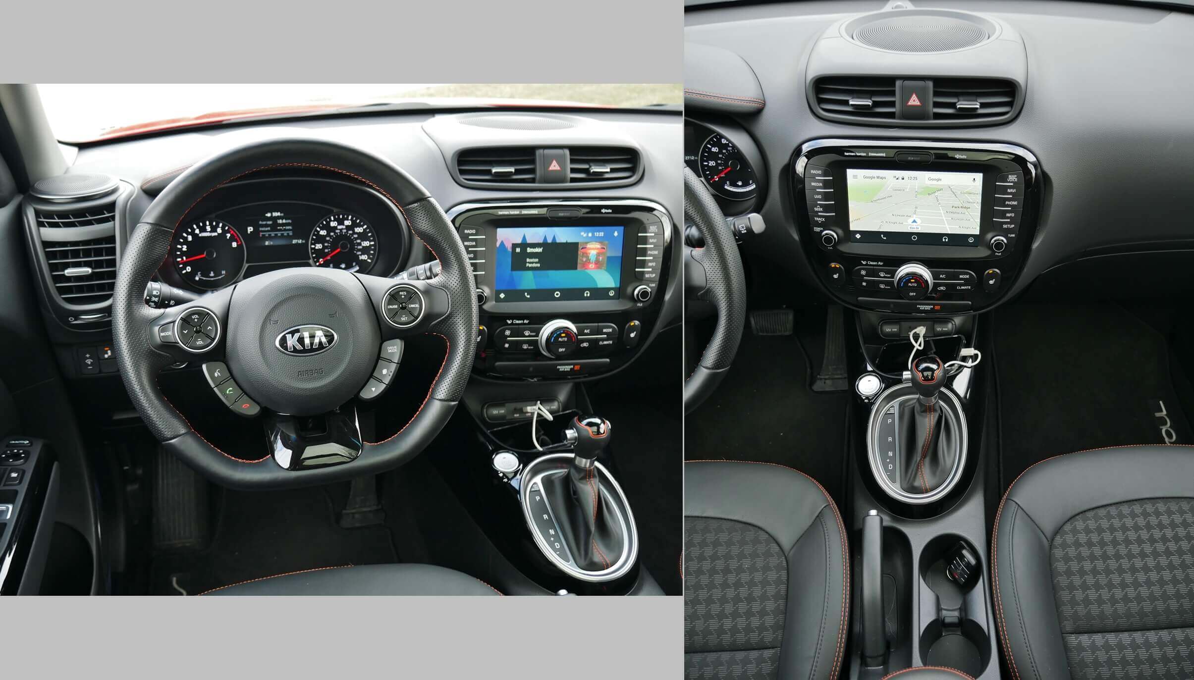 2017 Kia Soul Exclaim Turbo: Android Auto, Apple Car Play apps supplement UVO-3 free apps & telematics, w/ optional 8"-inch touch LCD voice control HD navigation display