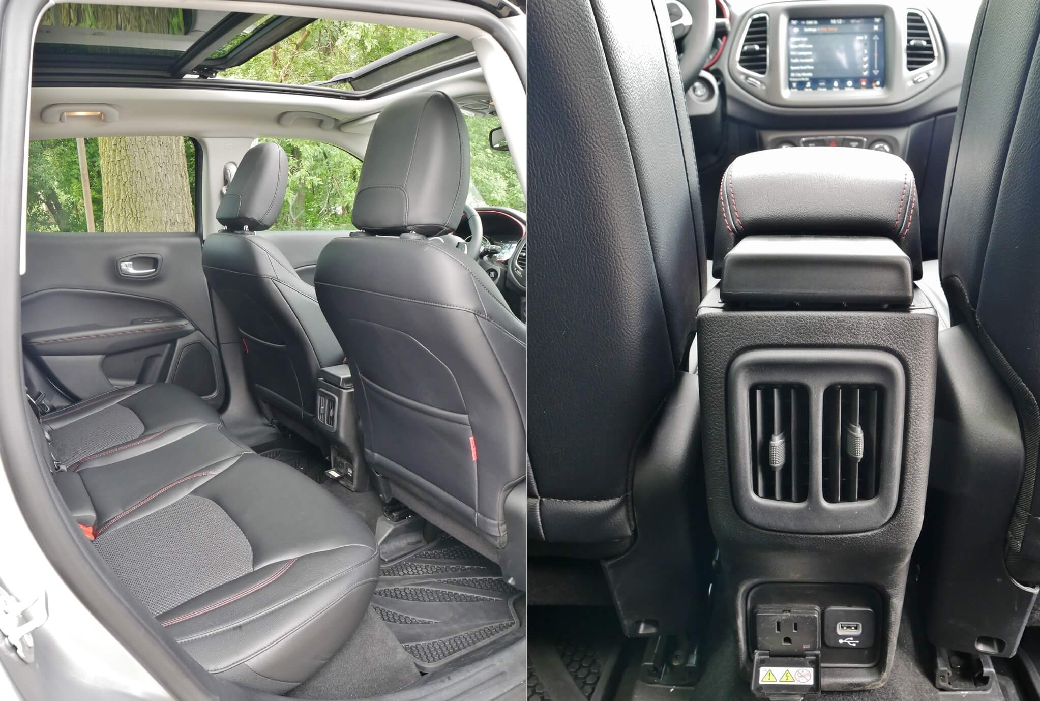 2017 Jeep Compass Trailhawk 4x4: 2nd Row entry, Panorama moon roof, rear front center console climate ducts, USB & 115V AC power ports