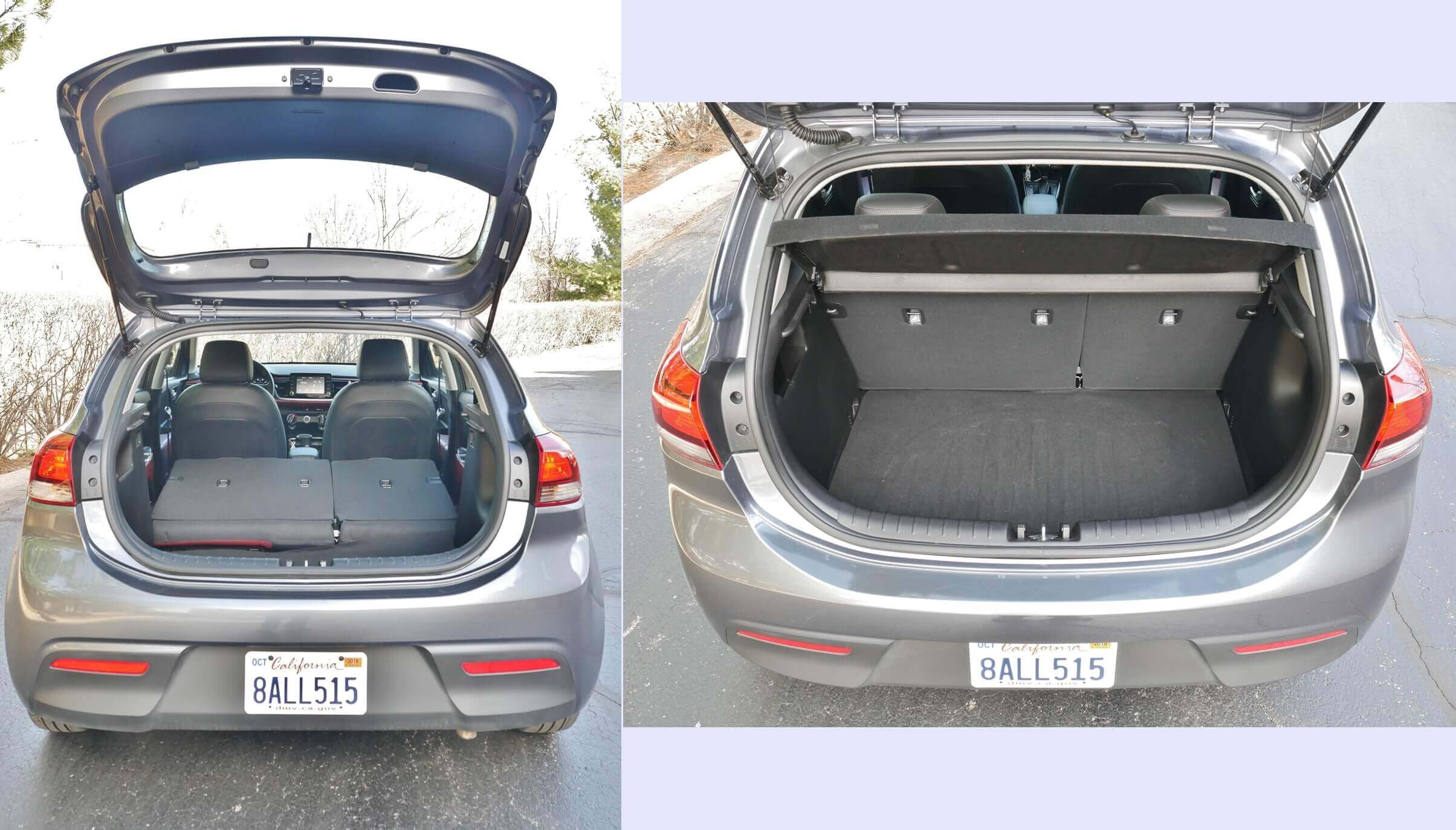 2018 Kia Rio 5 door EX: Lower cargo floor + perpendicular liftgate = 16% under-hatch cargo space > previous generation