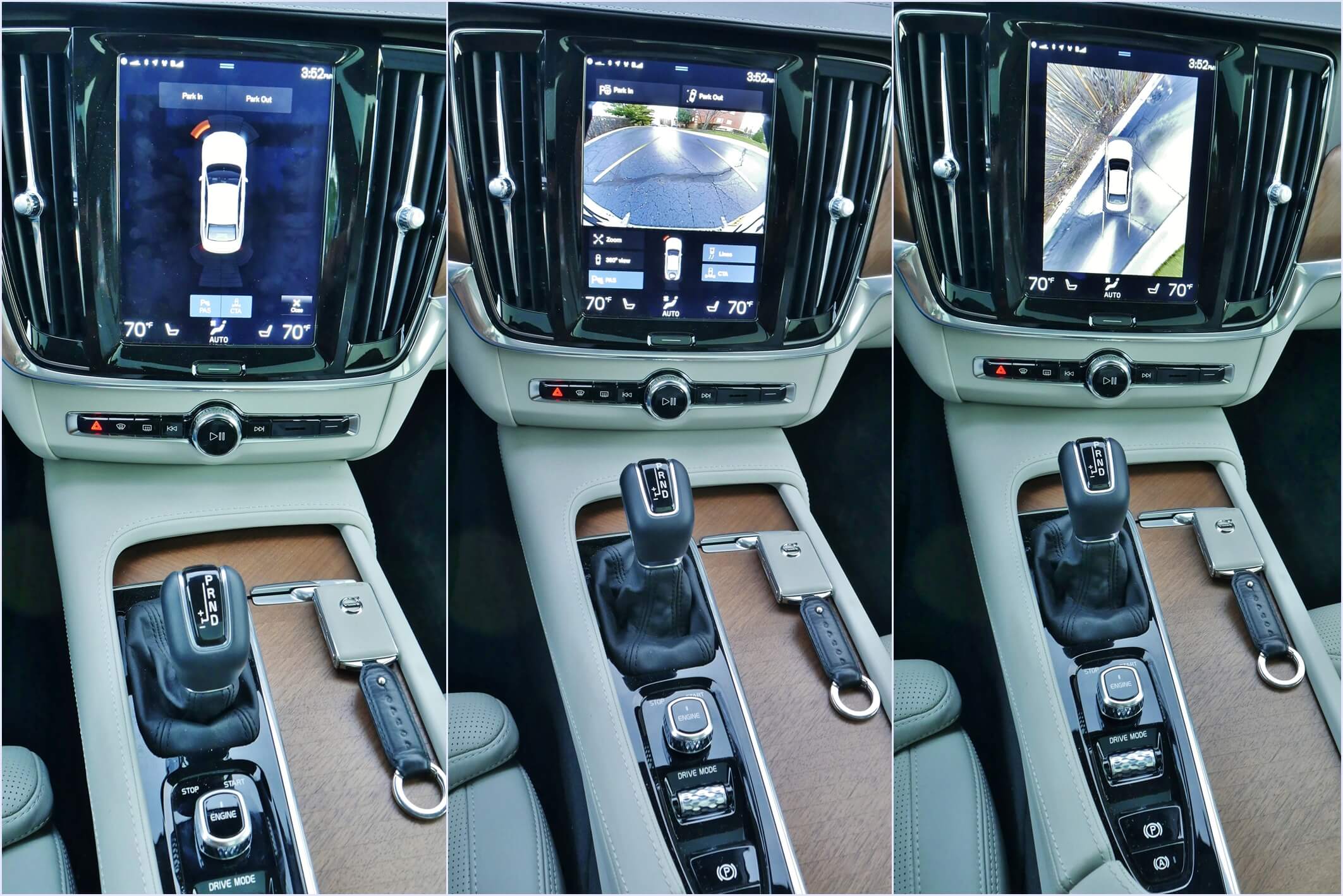 2018 Volvo S90 T6 AWD Inscription: Park Assist and 360 deg. surround camera displayed on 9.2" Sensus LCD screen