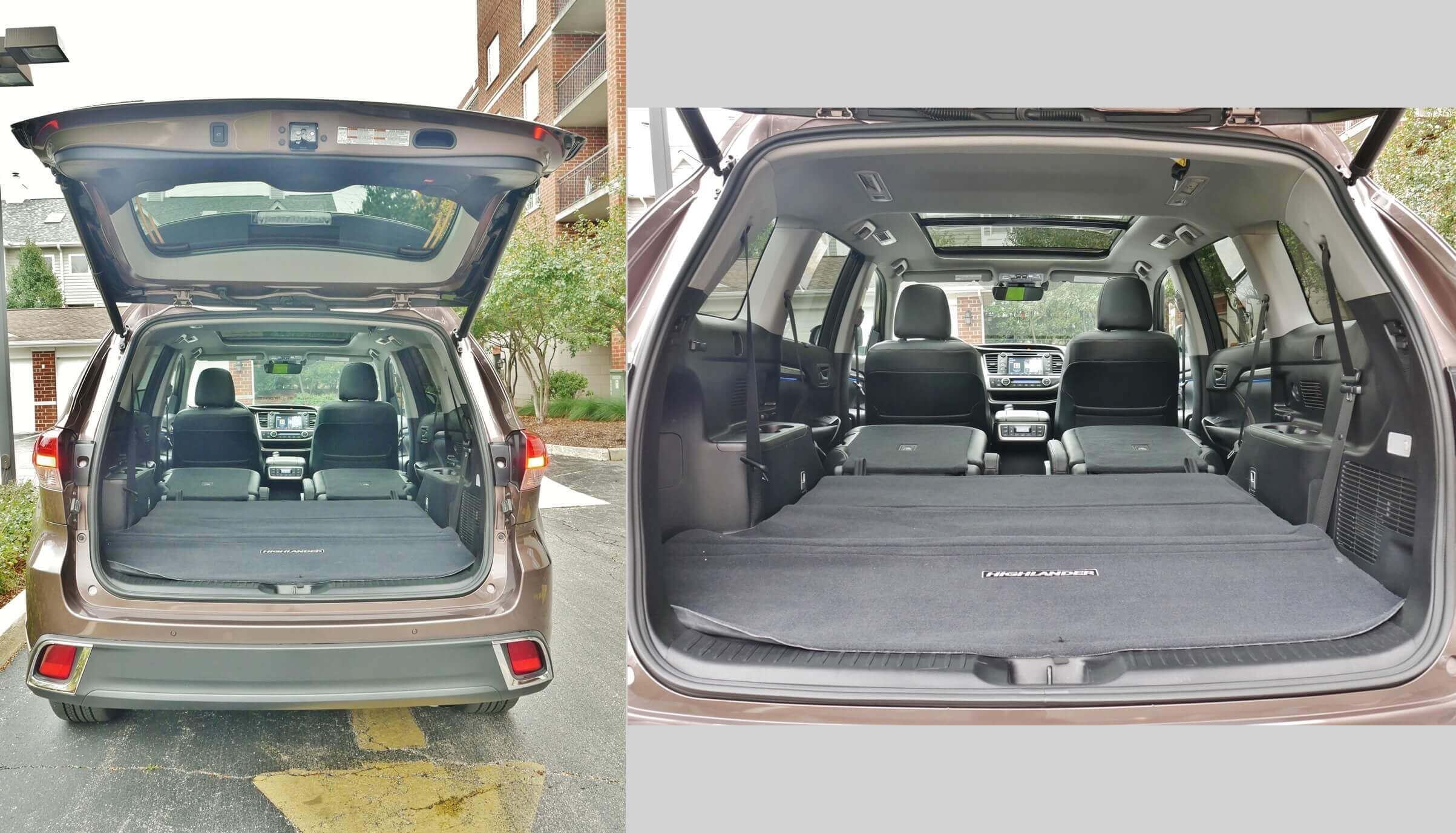 2017 Toyota Highlander Hybrid Limited Platinum AWD: Fold flat 2nd & 3rd Row seatbacks' extended cargo space = 83.2 cubic feet