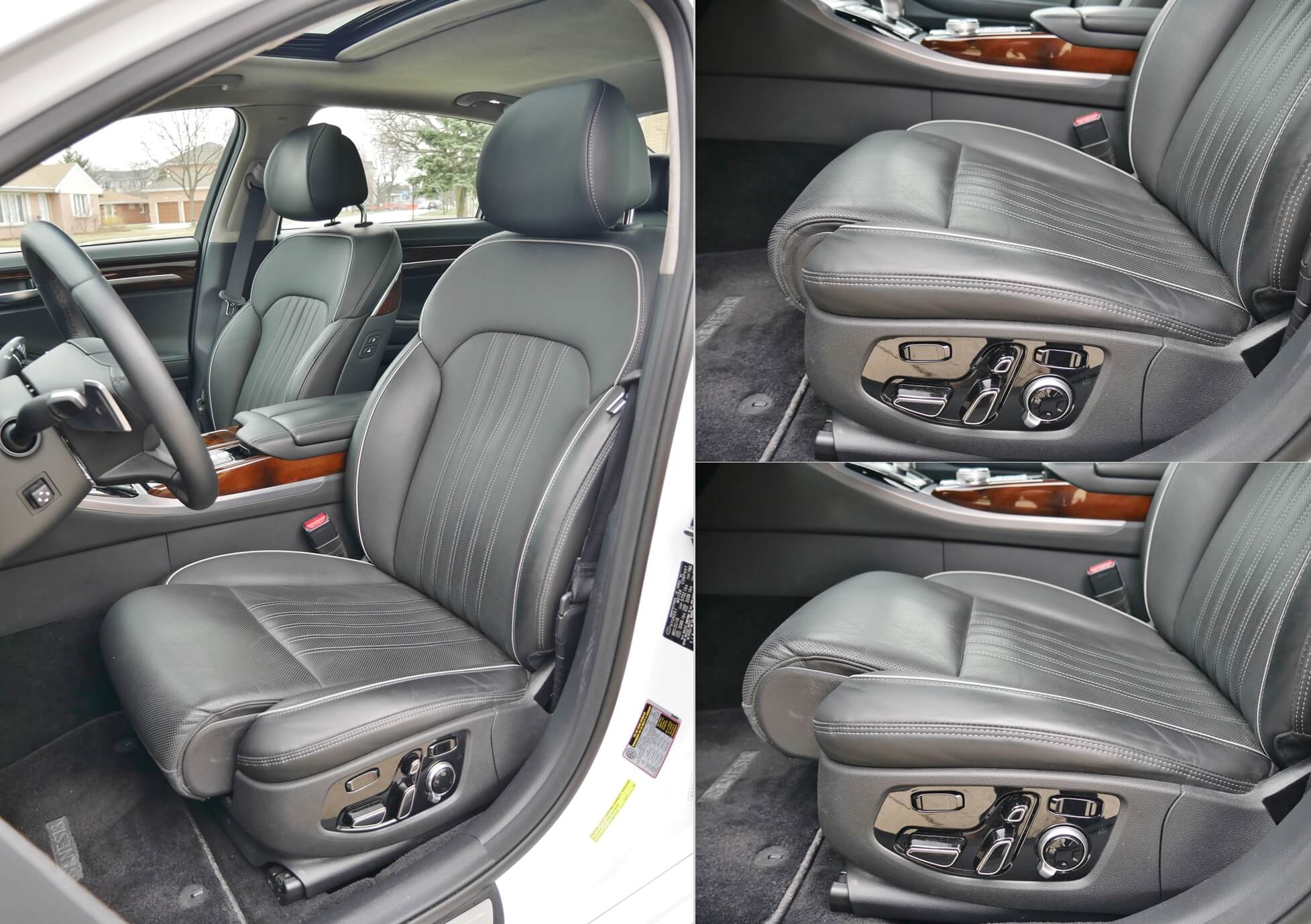 2018 Genesis G90 3.3T AWD: nappa leather front heated & cooled buckets, 12-way driver's power adjust w/ knee extenders & 3-position memory