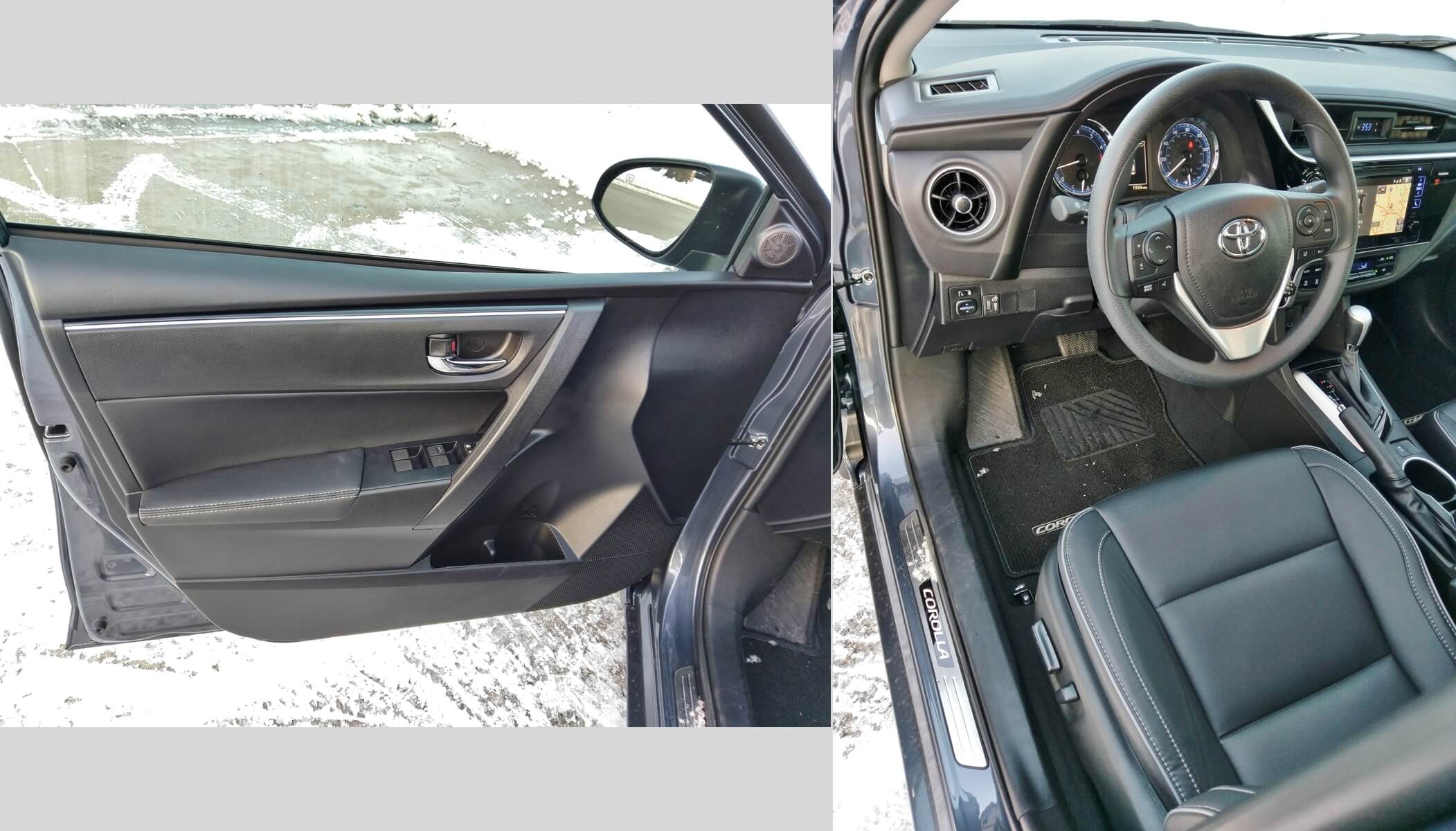 2018 Toyota Corolla XLE: Driver's entry, with soft door panels and wide footwell dead pedal
