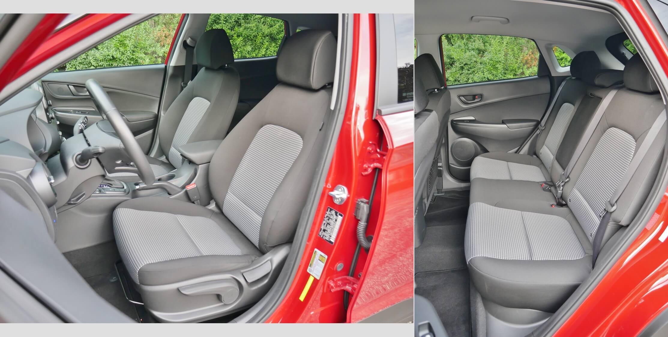 2018 Hyundai Kona SEL: Seating fits most body types; ample 2nd Row legroom approaches larger X-overs