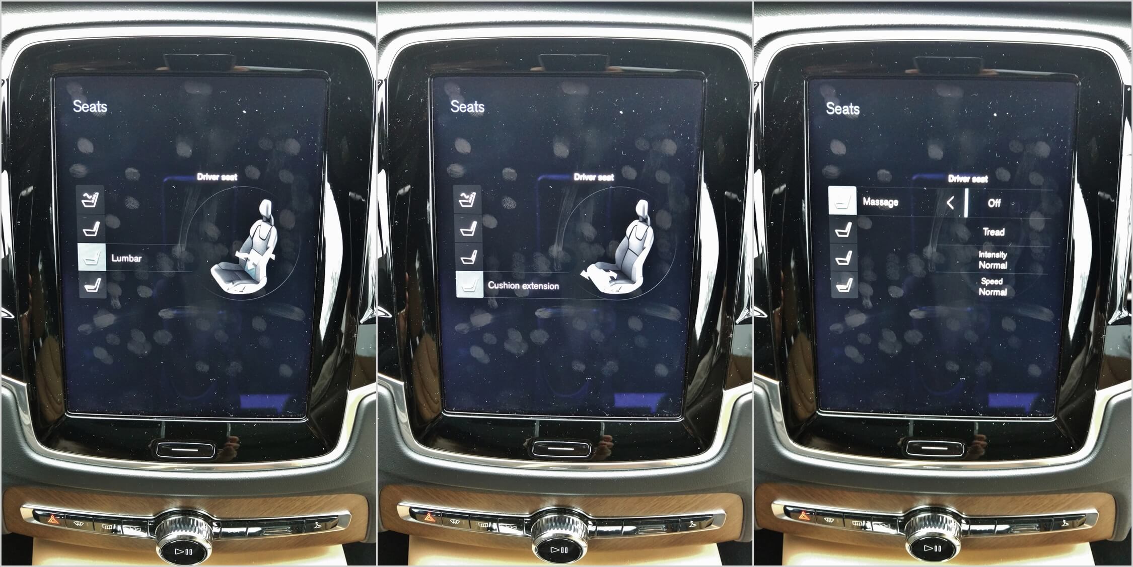 2017 XC90 T6 AWD Inscription: 3-position memory 12-way heated, cooled power front seats w/ knee extension & bolster adjust, back massage