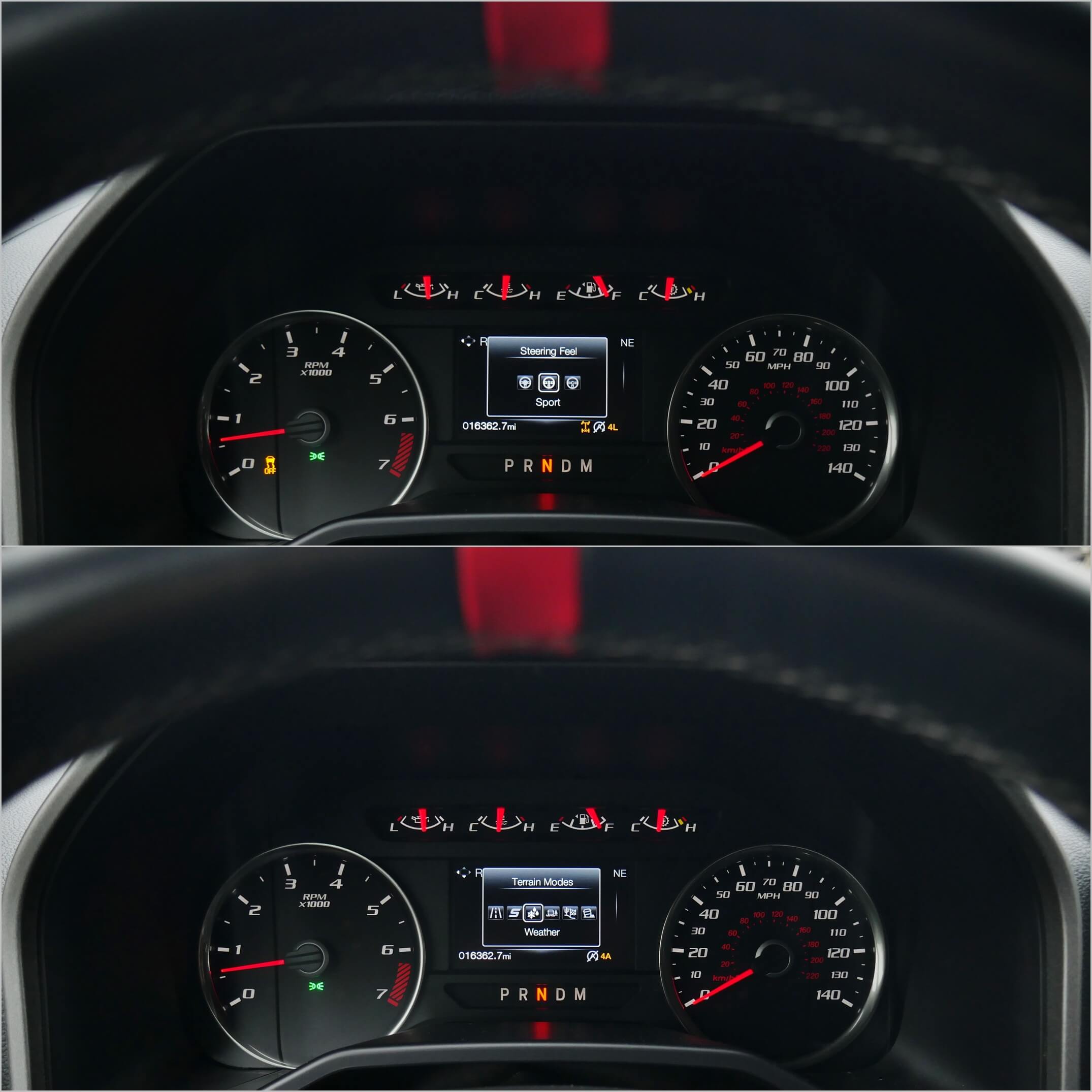 2018 Ford F-150 Raptor SuperCab: Gauge cluster MFD Terrain Management