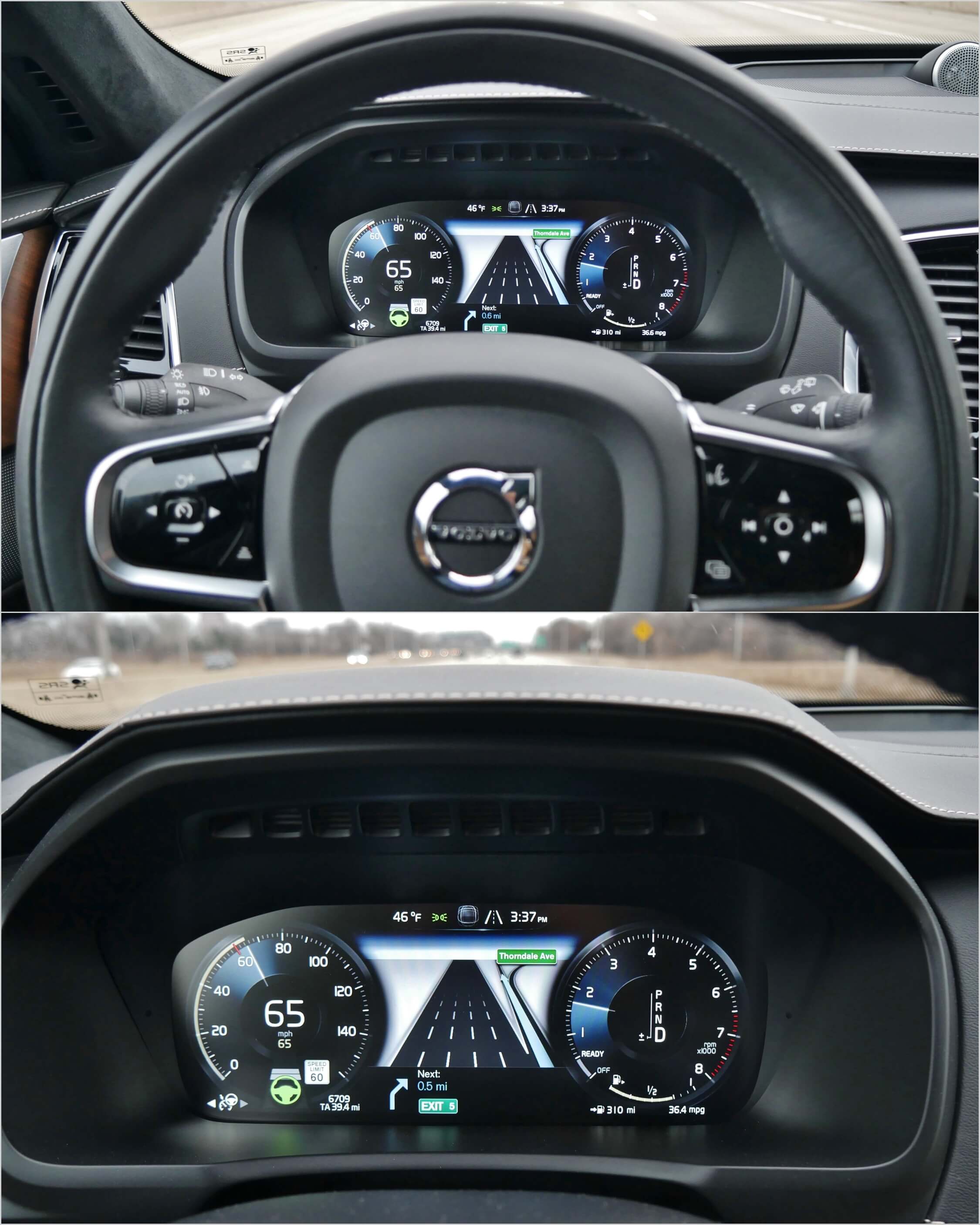 2018 Volvo XC60 T6 AWD Inscription: Pilot 2 driver assist adaptive cruise control, lane keep assist and native navigation as displayed in 12.3" virtual instrument cluster.