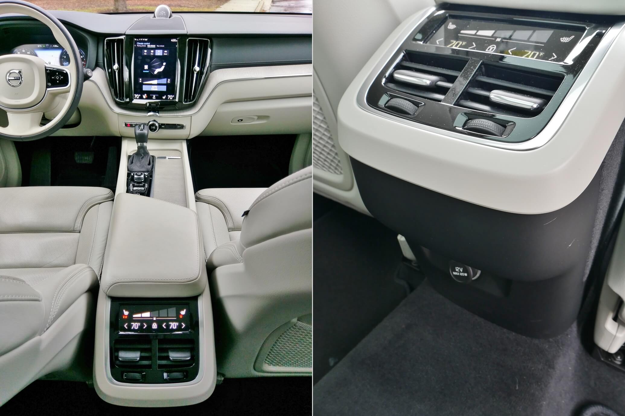 2018 Volvo XC60 T6 AWD Inscription: Row 2 climate, outboard seat heating controls & 12V power.