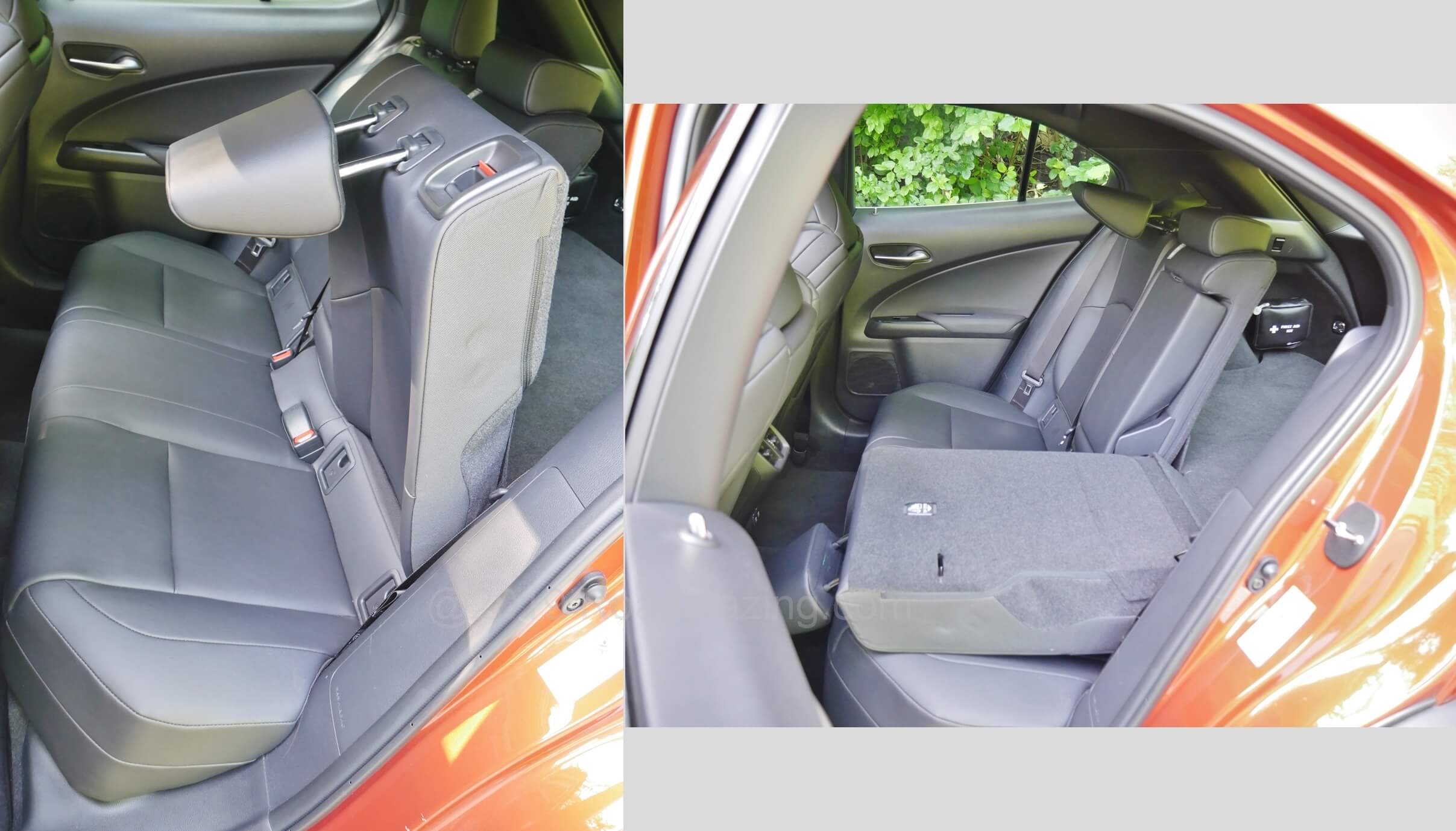 2019 Lexus UX 200 F-Sport: 60/40% folding split 2nd Row seatbacks expand cargo capacity to 41 cubic feet.