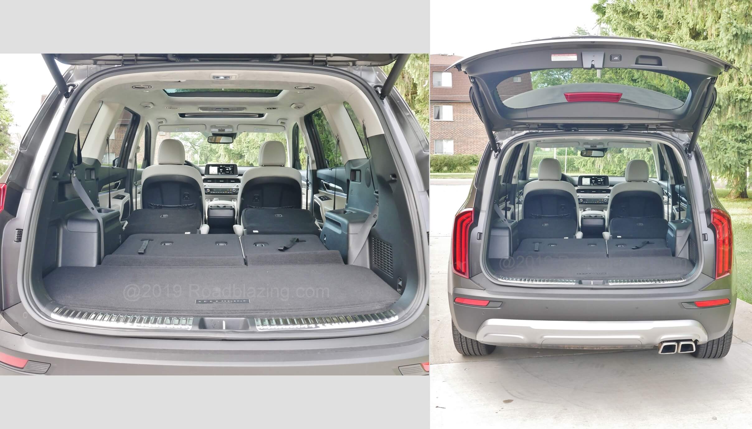 2020 Kia Telluride SX AWD: tall aperture + low load floor + flat folding 50/50% split 3rd Row backs and 2nd Row captains chairs for cargo expansion
