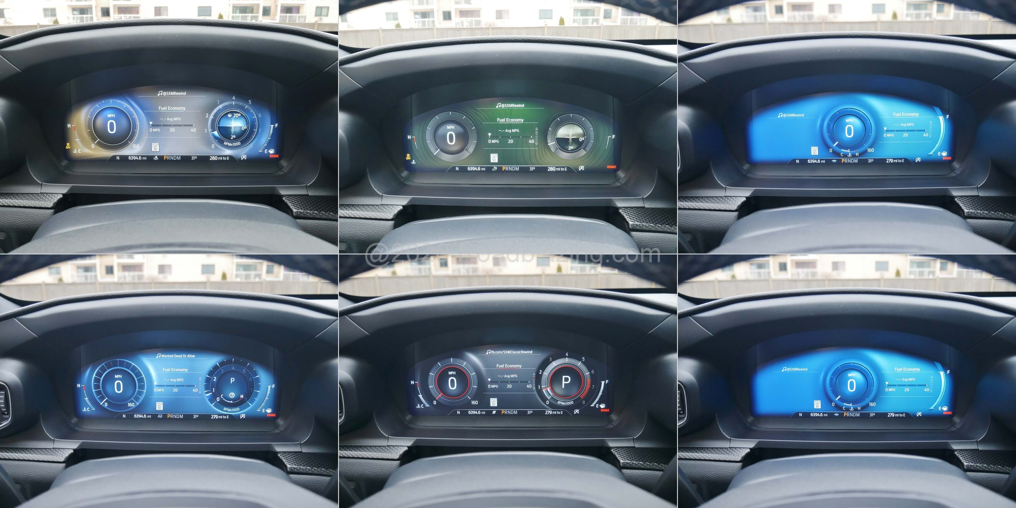 2020 Ford Explorer ST drive modes displayed on dynamically changing dashboard gauges