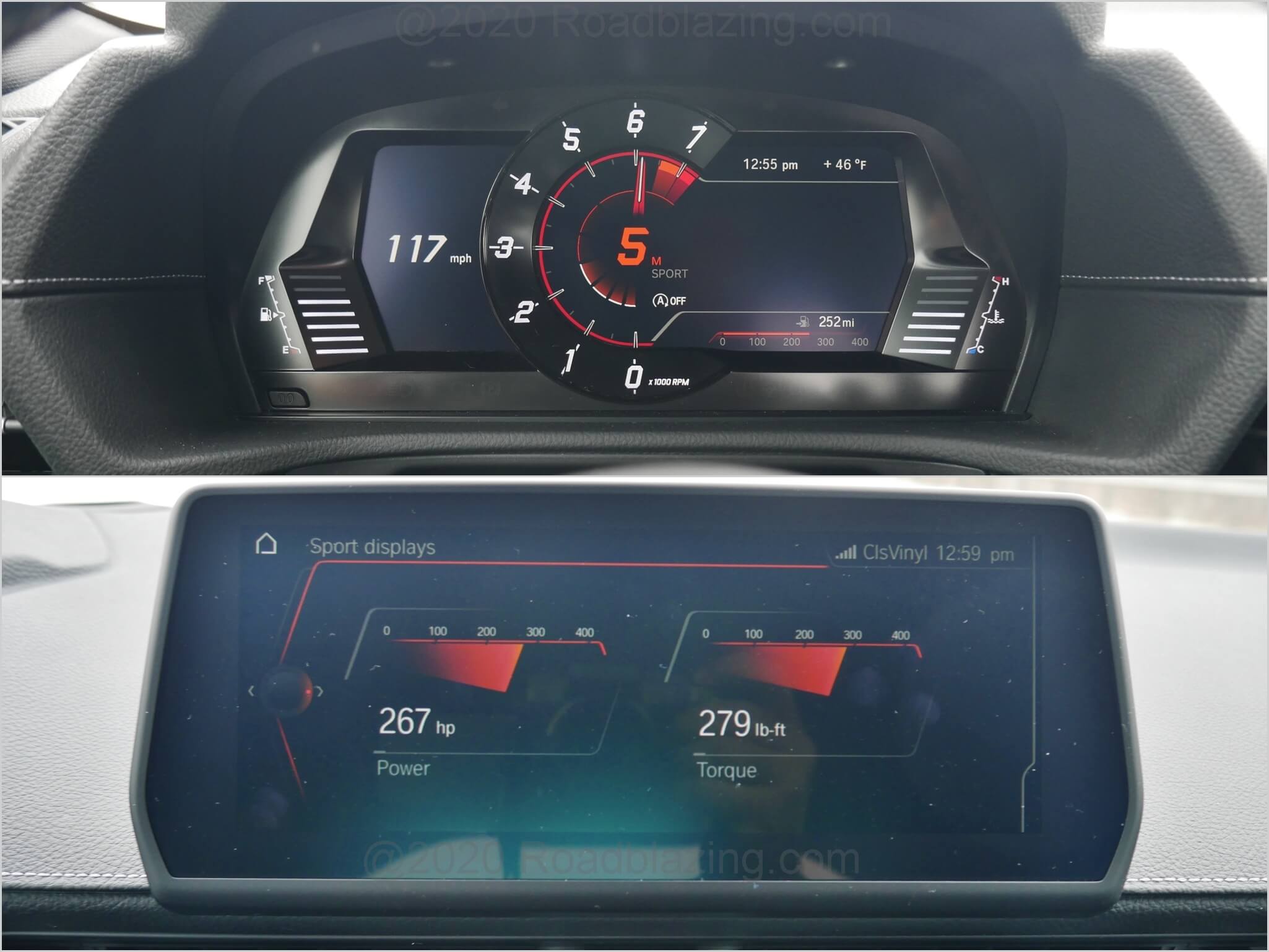 2020 Toyota Supra GR 3.0T Premium: Tokyo gauges by night and Munich by sport mode power display by day