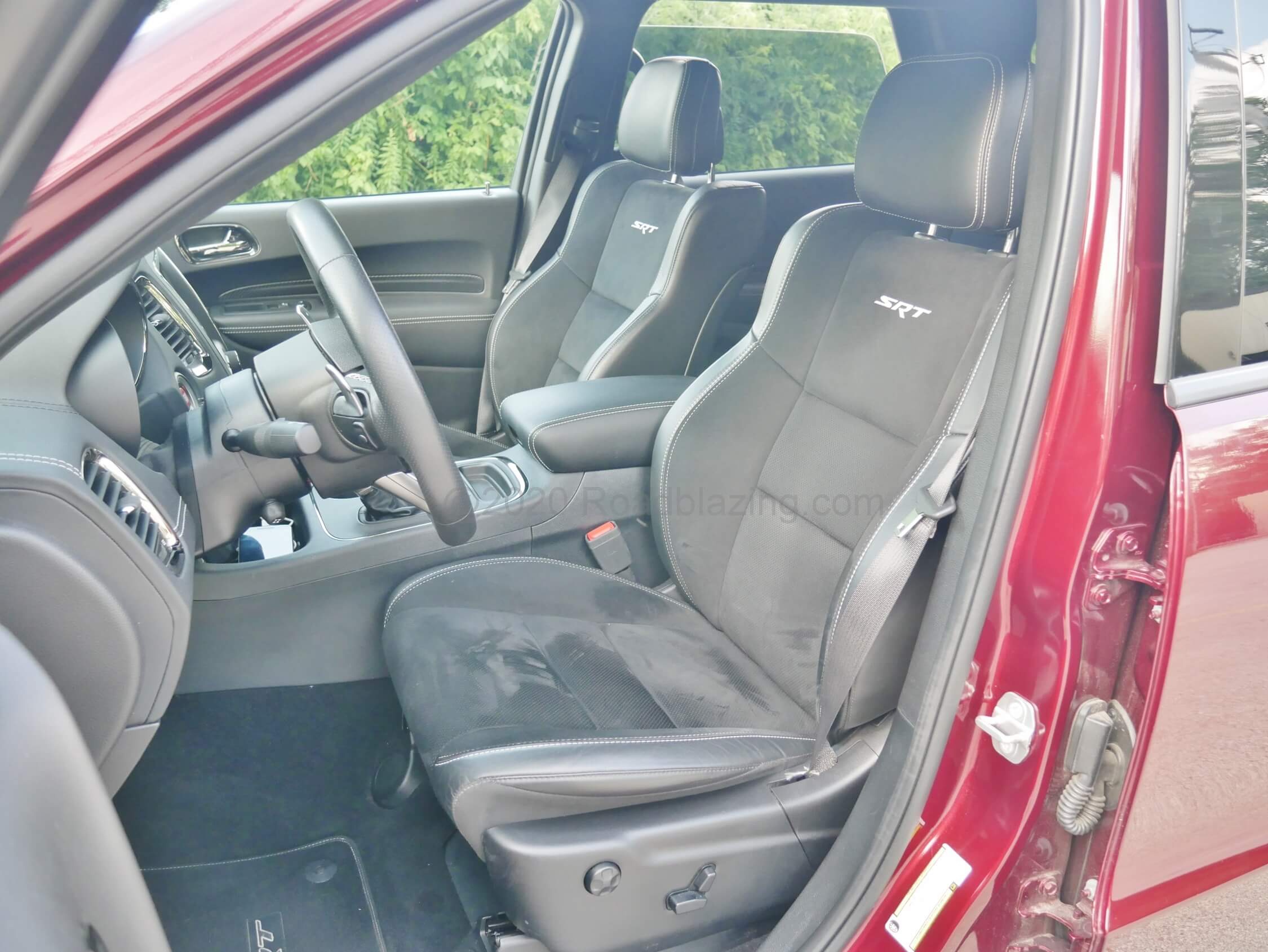 2020 Dodge Durango SRT 392: power adjusting, heated & cooled leather & velour heated / cooled kidney pinching front buckets, w power tilt/ telescoping steering wheel