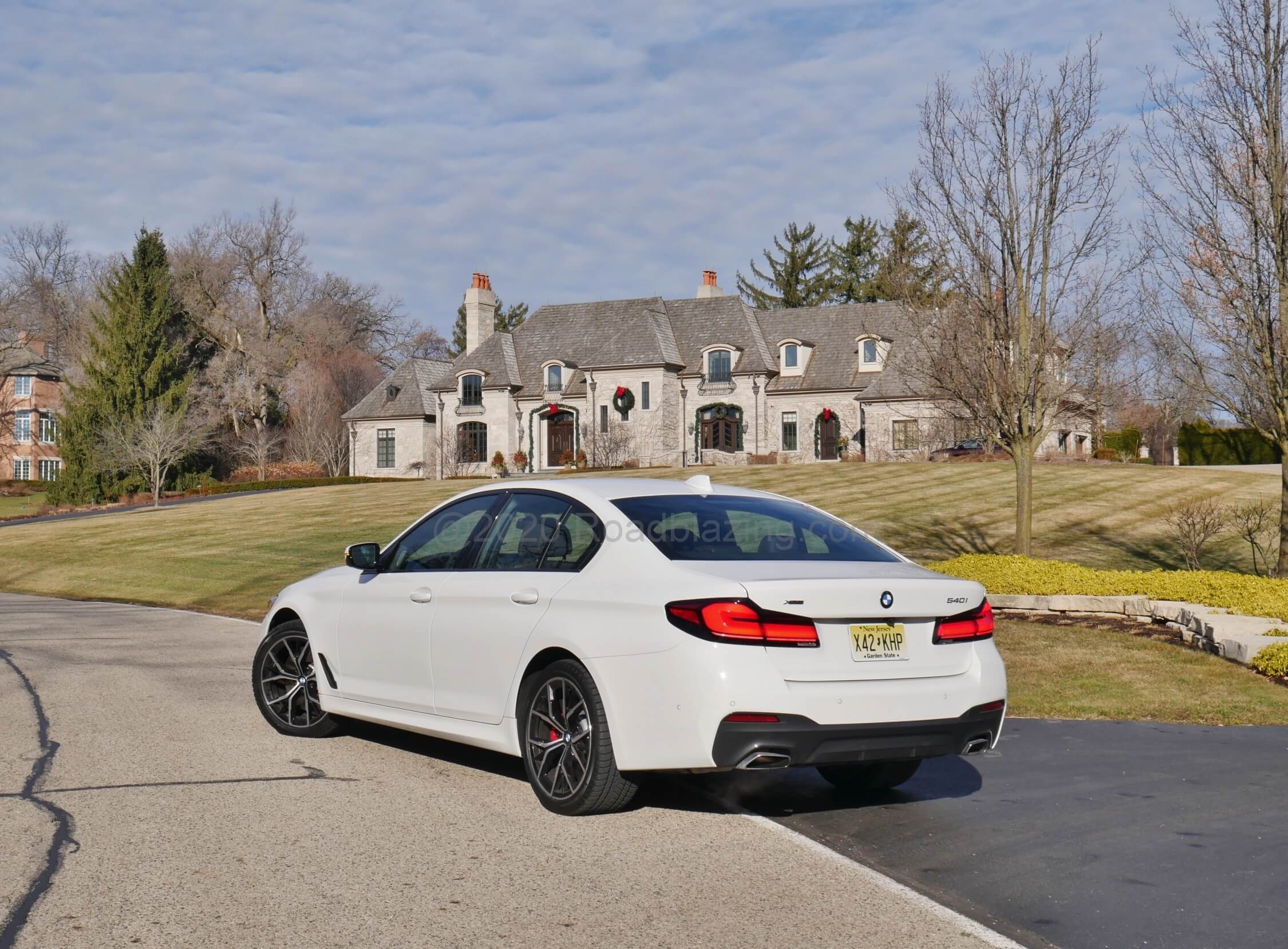 2021 BMW 540i xDrive: Shadowline darkened accents complement the few changes to the sides and posterior of this handsome low slung roof fastback executive saloon