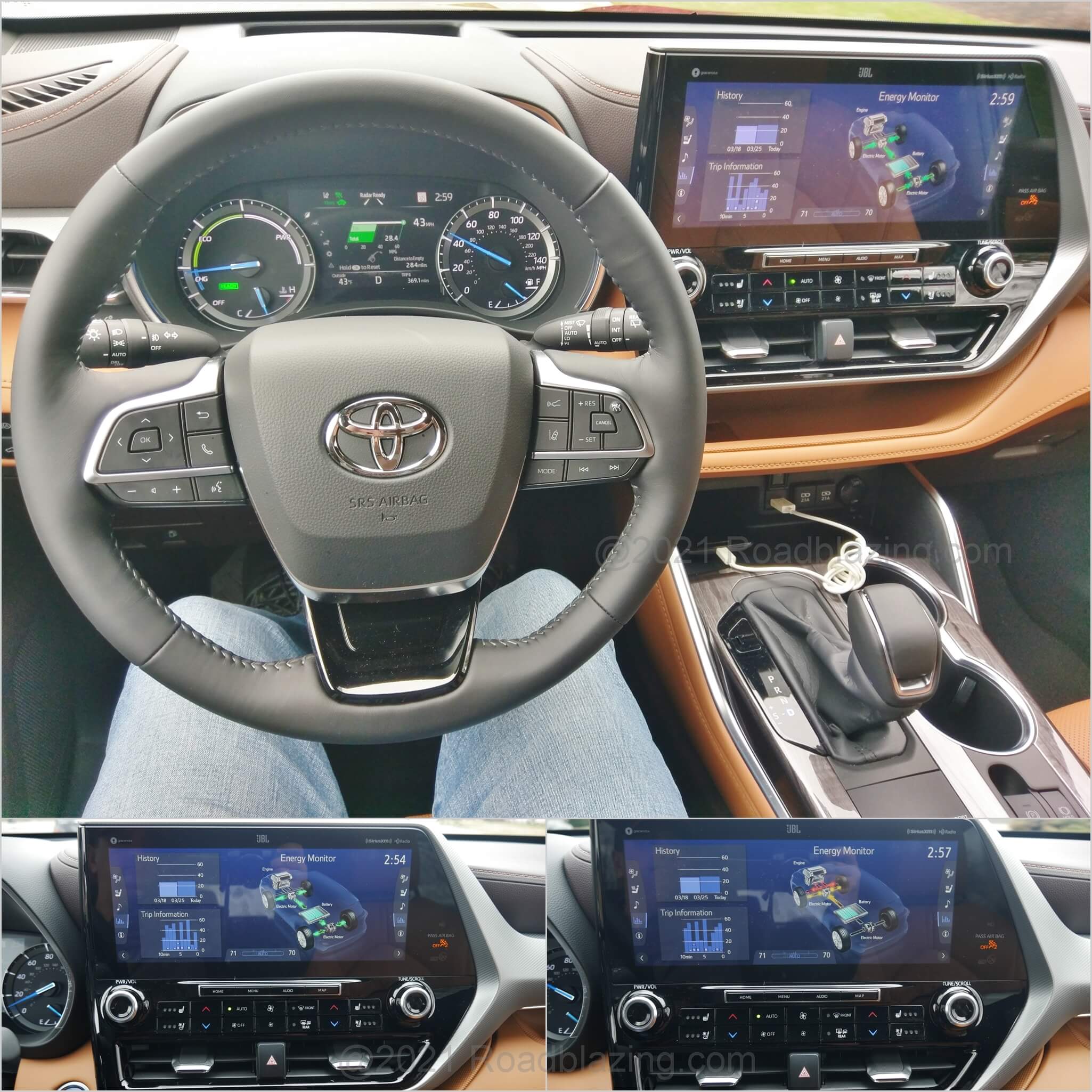 2020 Toyota Highlander Hybrid Platinum AWD: Paths of electric or gas or combined power flow
