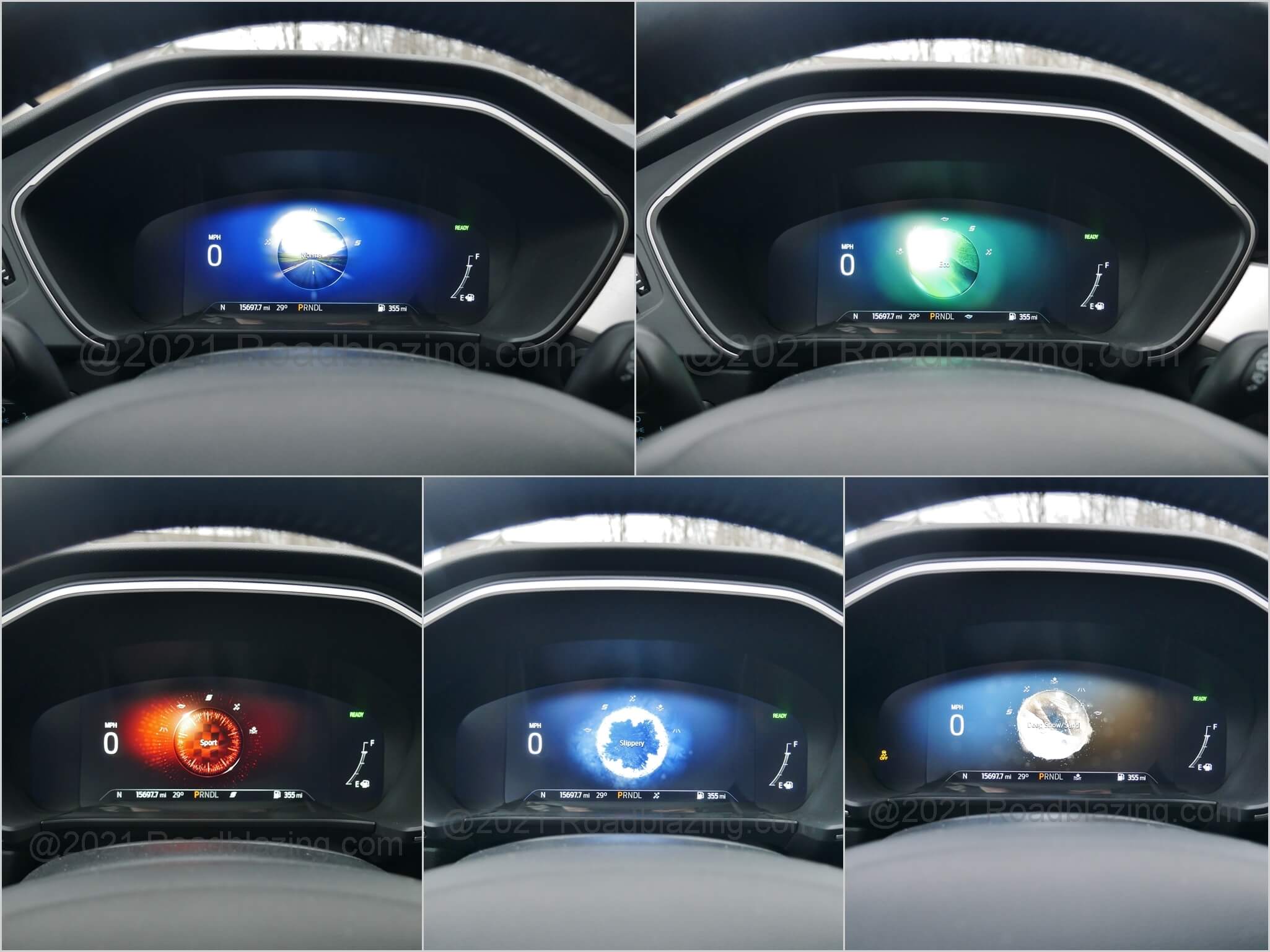 2020 Ford Escape SE Hybrid AWD: 5 drive modes selected vary 12.3" TFT instrument cluster
