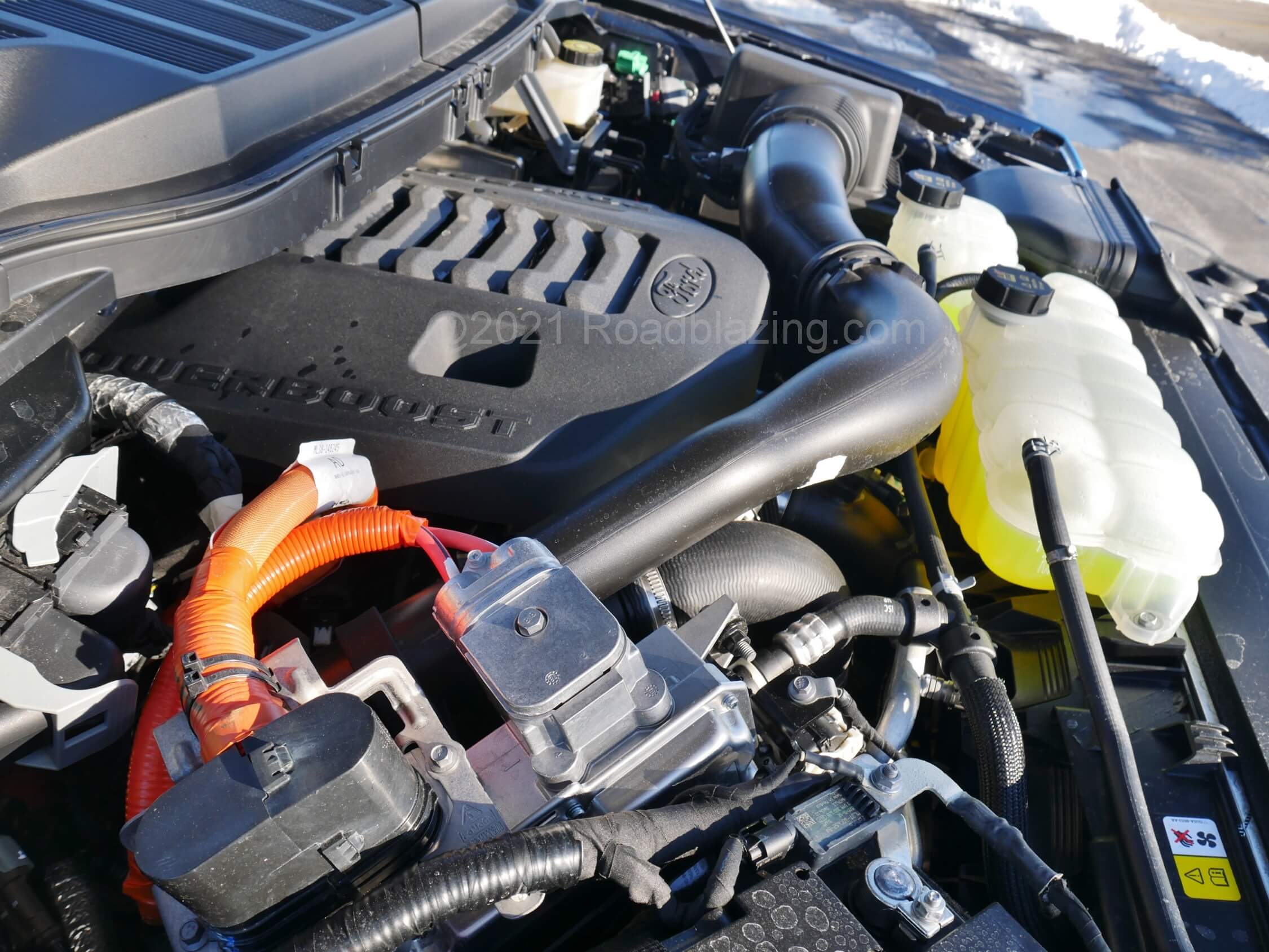 2021 Ford F-150 Supercrew XLT 4x4 PowerBoost hybrid: supplemented by 35 kW DC electric motor for robust net 430 hp, 570 lb-ft, still returning impressive 19 mpg