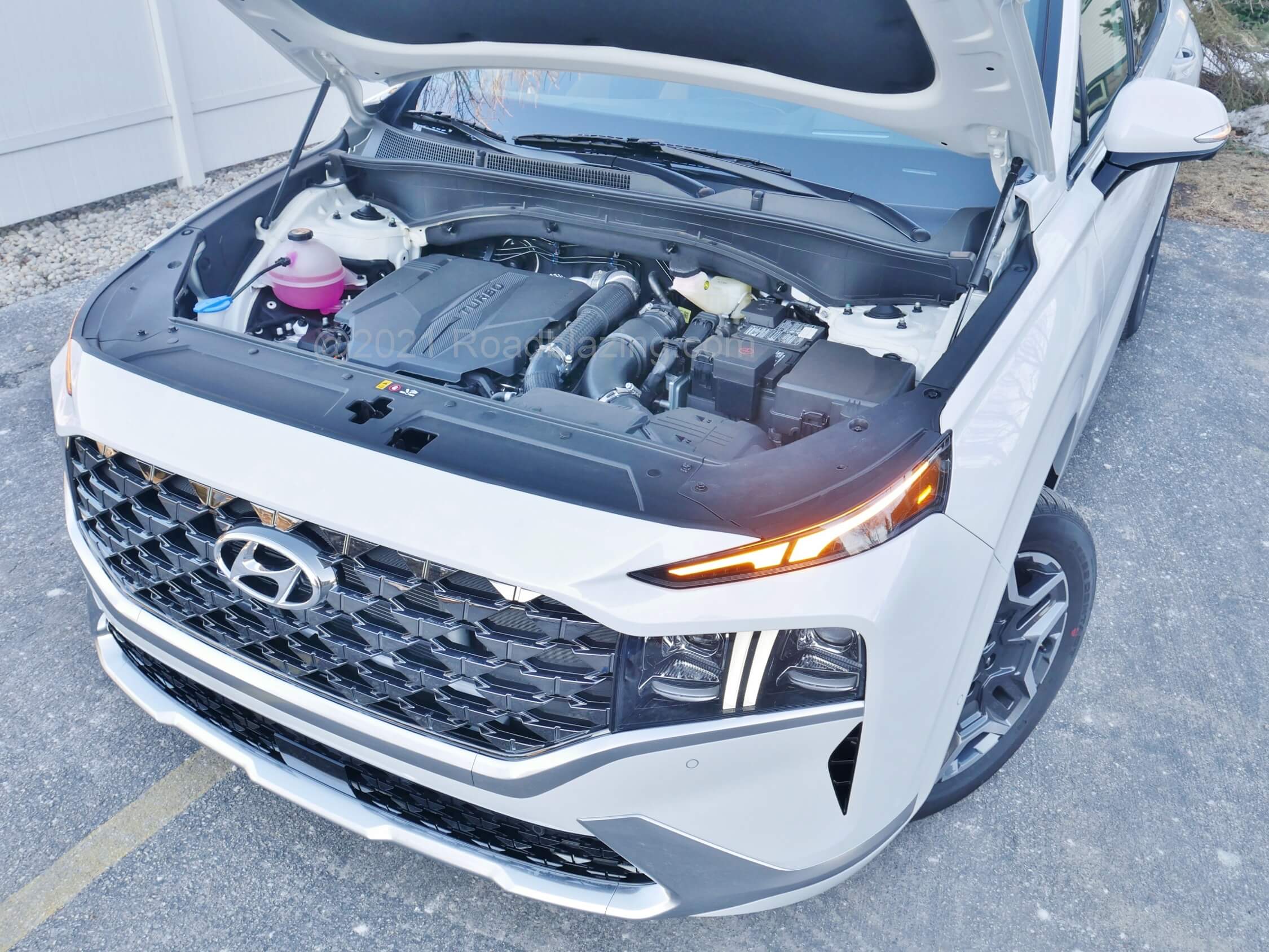 2021 Hyundai Santa Fe 2.5T Calligraphy AWD: slightly detuned N series 2.5T powerplant brings 42 hp, 55 lb-ft bumps mated to a new 8-speed viscous dual clutch transaxle and optional wet clutch differential all-wheel drive