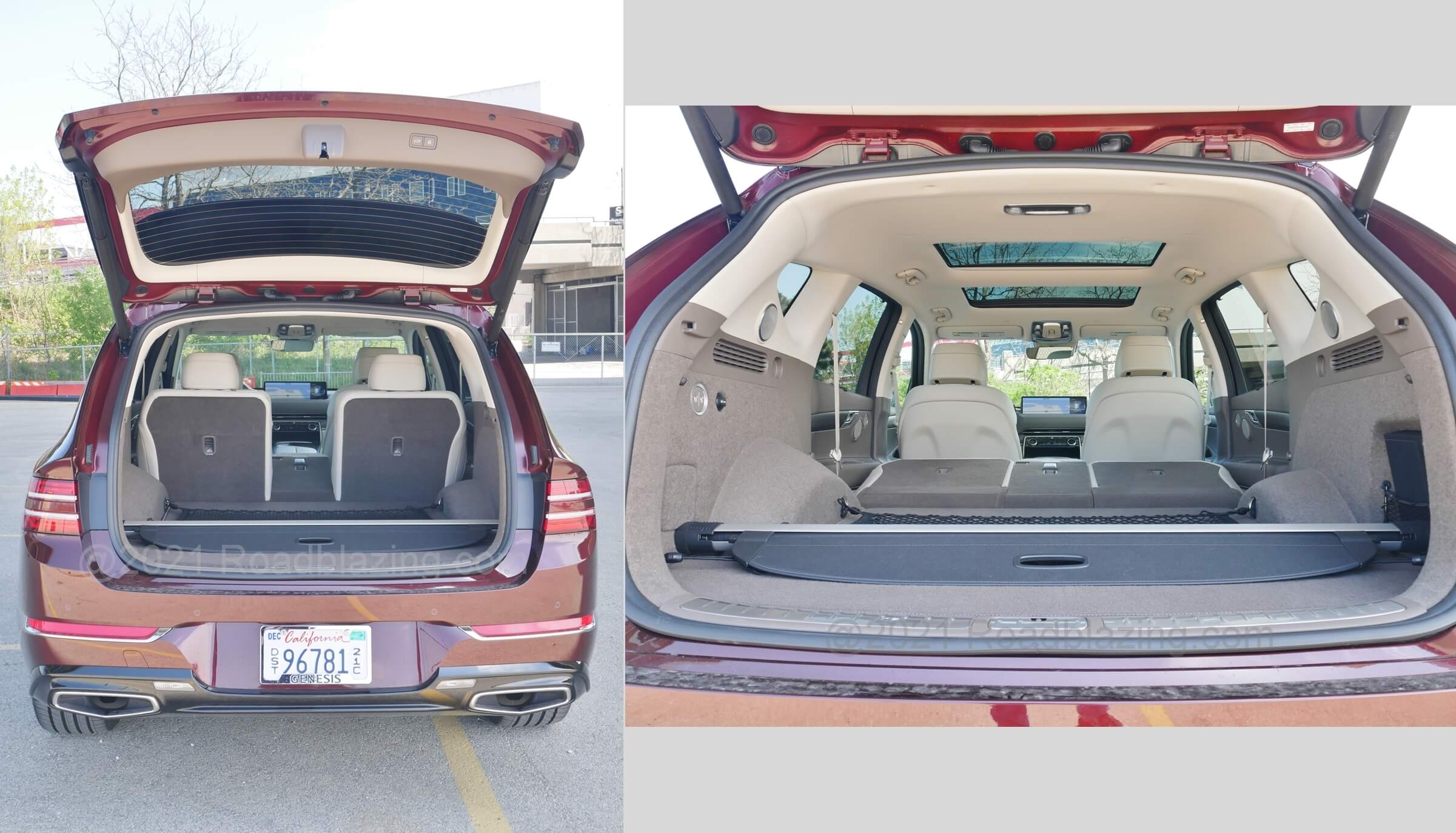 2021 Genesis GV80 2.5T AWD: Easy cargo loading made possible by low floor and power remote 40/20/40% split 2nd Row seatback folding.