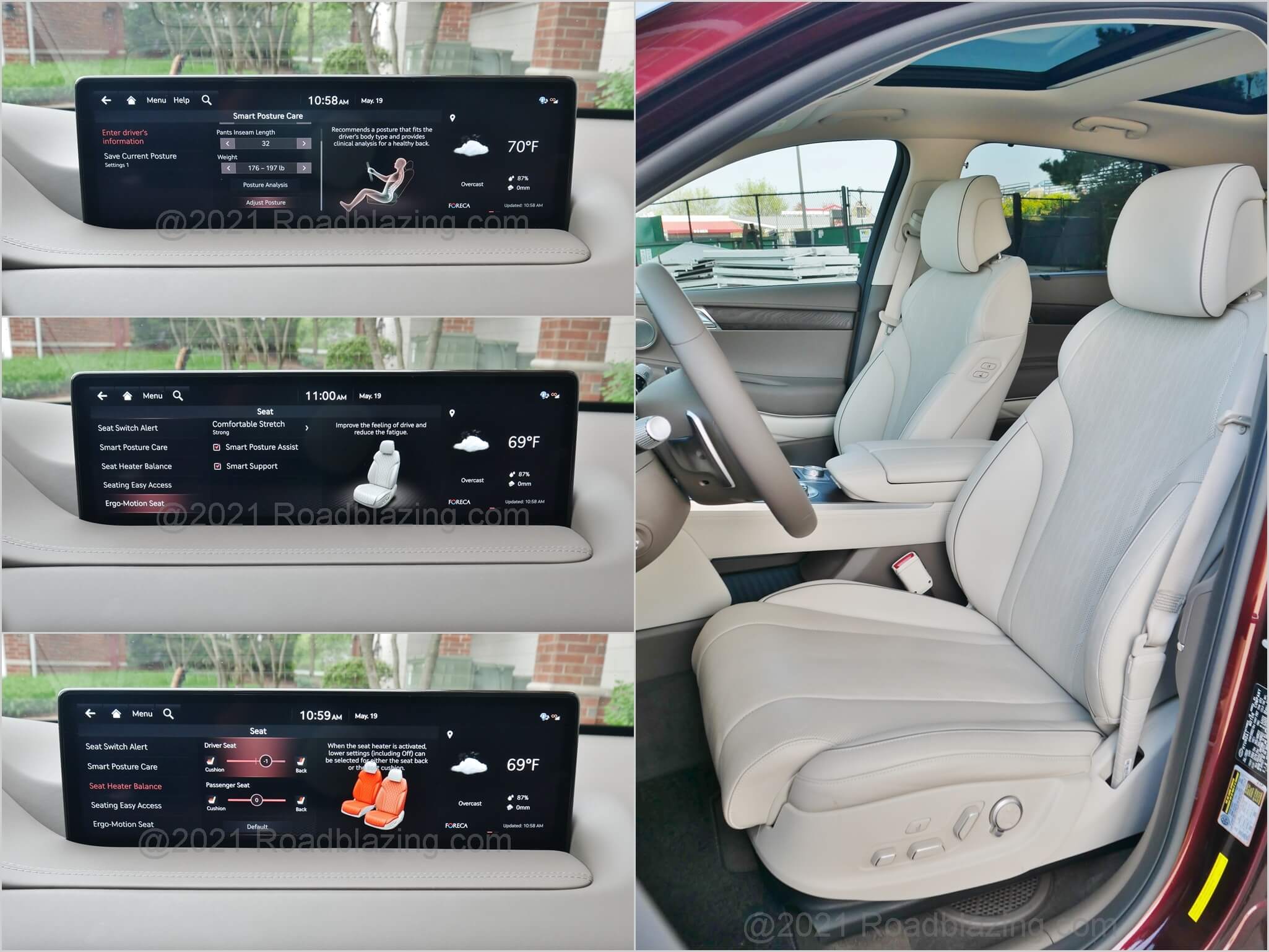 2021 Genesis GV80 2.5T AWD: available 23-way power adjusting driver's seat features Ergo motion optimal seat configuration and massaging