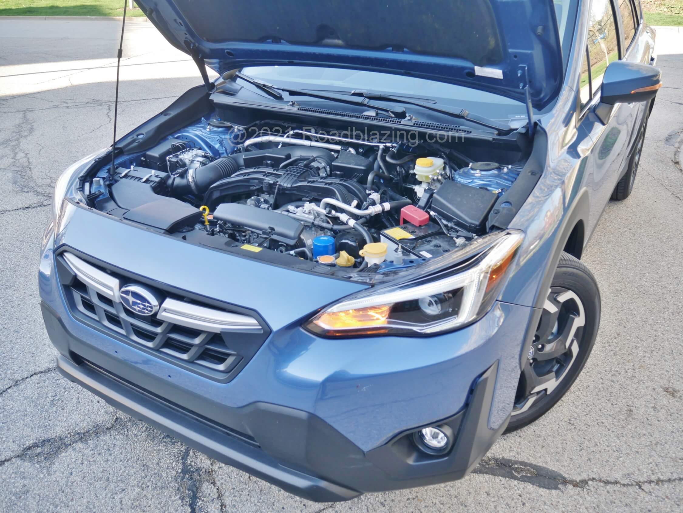 2021 Subaru Crosstrek Limited 2.5L: optional 500 cc larger engine delivers +30 hp & lb-ft torque vs. base to a responsive CVT eeking out decent 29 mpg.