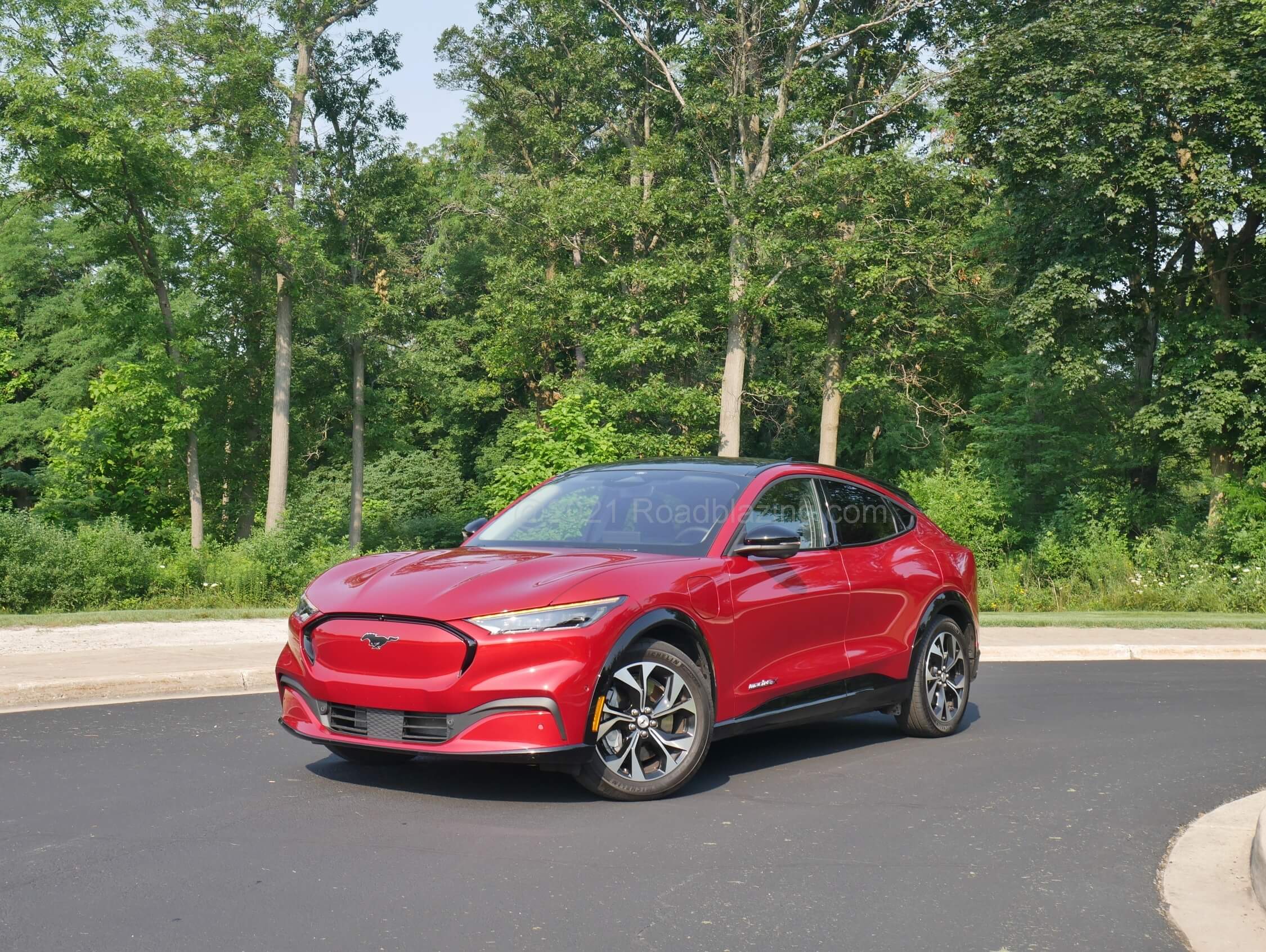 2021 Ford Mustang Mach-E Premium AWD: More of an SAV than any Pony Car, the Blue Oval's first all battery electric passenger vehicle starts at $43k less a $7500 federal tax credit. Tested AWD extended range Premium costs $56k.