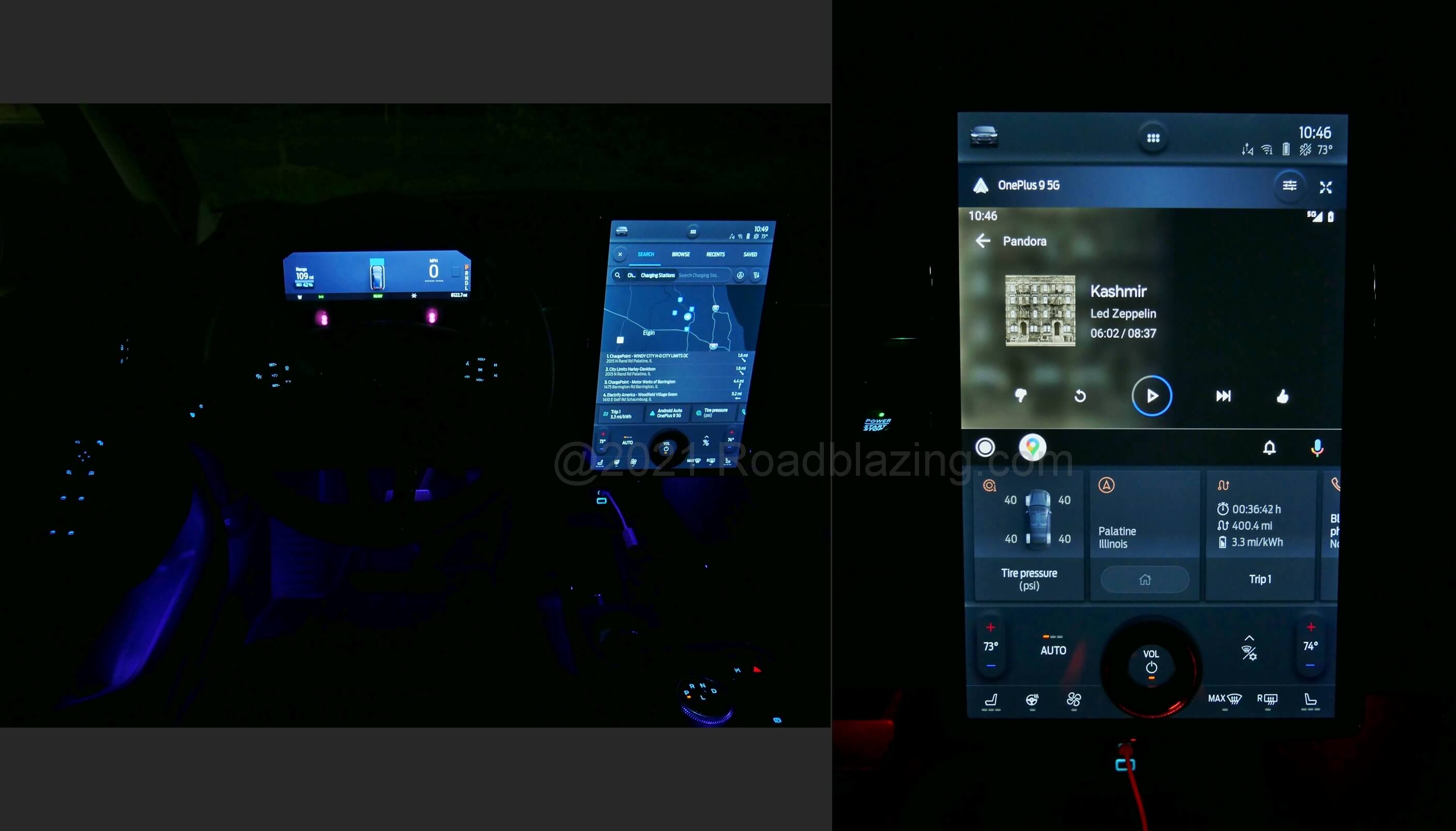 2021 Ford Mustang Mach-E Premium AWD: variable color ambient cabin illumination