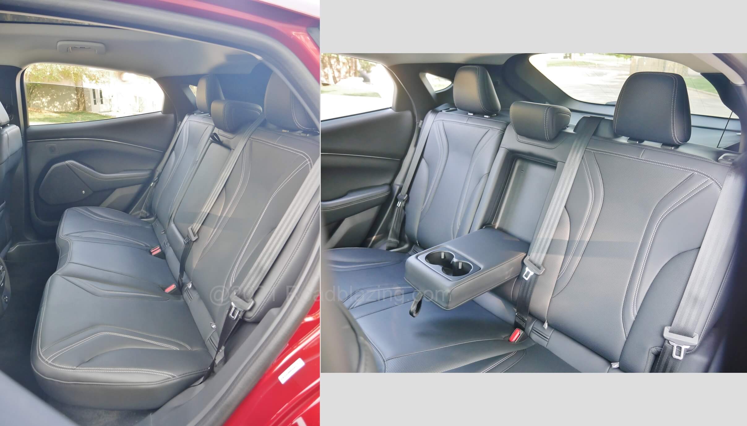 2021 Ford Mustang Mach-E Premium AWD: Tilt back Row 2 seating also finished in ActiveX leatherette