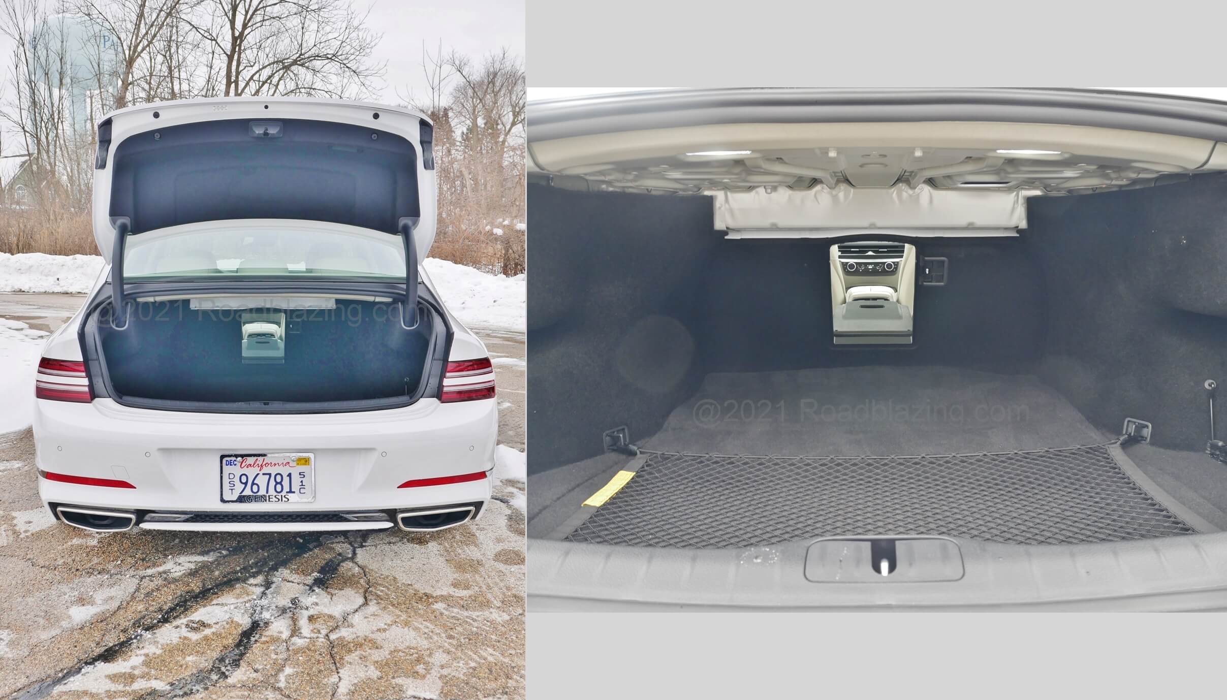 2021 Genesis G80 2.5T: Trunk pass through takes the place of split folding 2nd Row seats for expanding cargo space