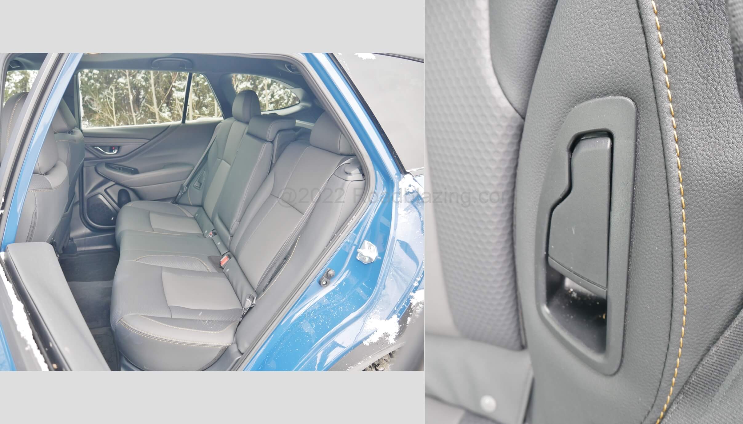 2022 Subaru Outback Wilderness: 60/40% split reclining + folding outboard heated 2nd Row full size adult seating