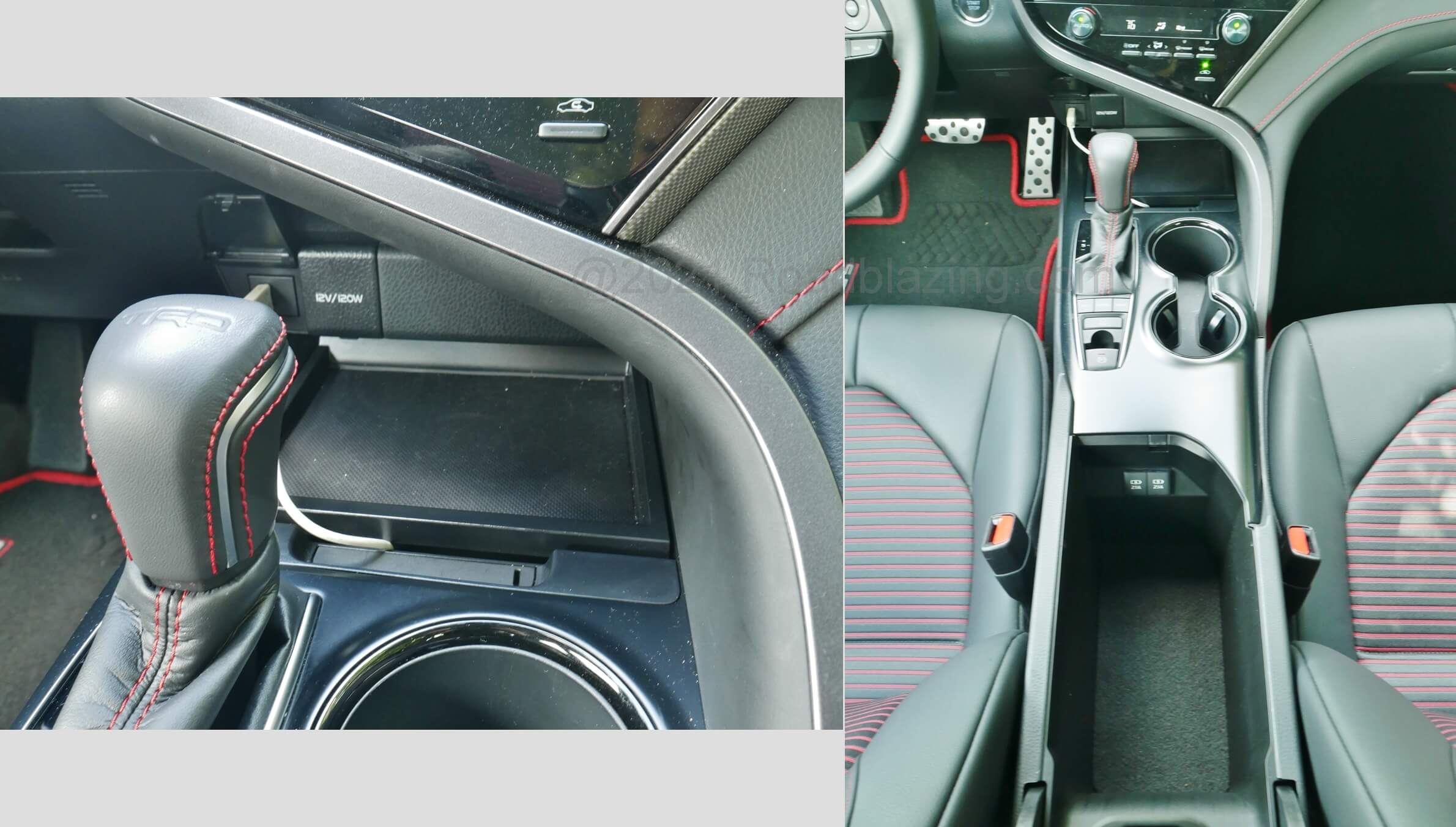 2022 Toyota Camry TRD: concealed wireless device storage and connectivity