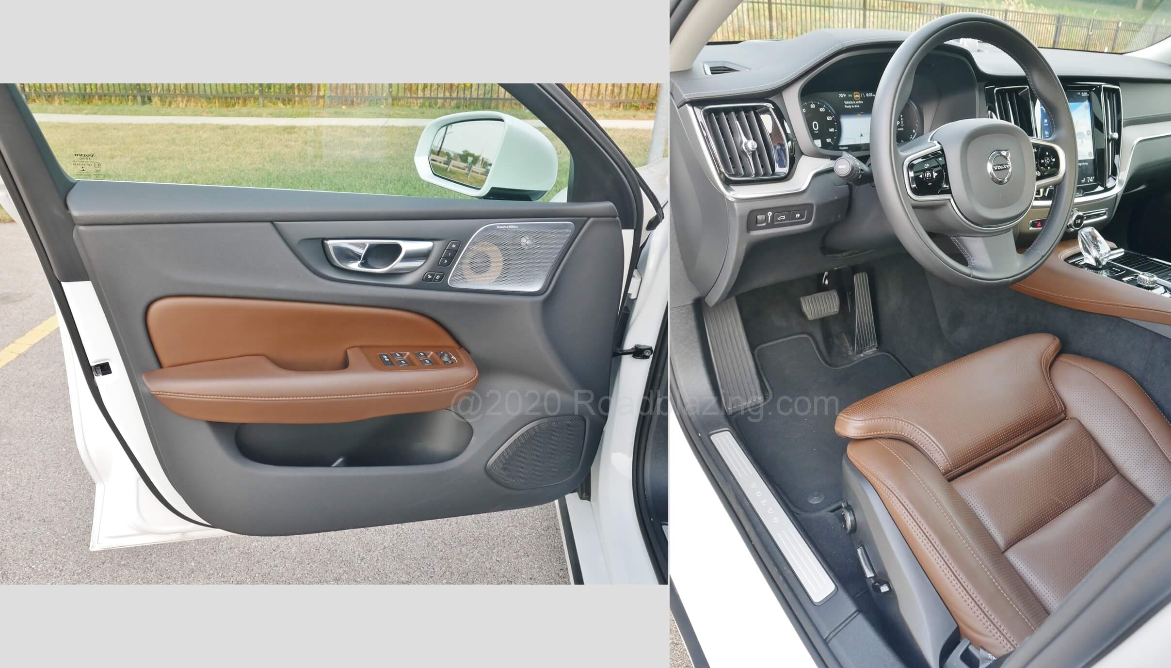 2020 Volvo S60 T8 AWD PHEV: driver entry boasts stainless steel Bowers & Wilkins door speaker plate