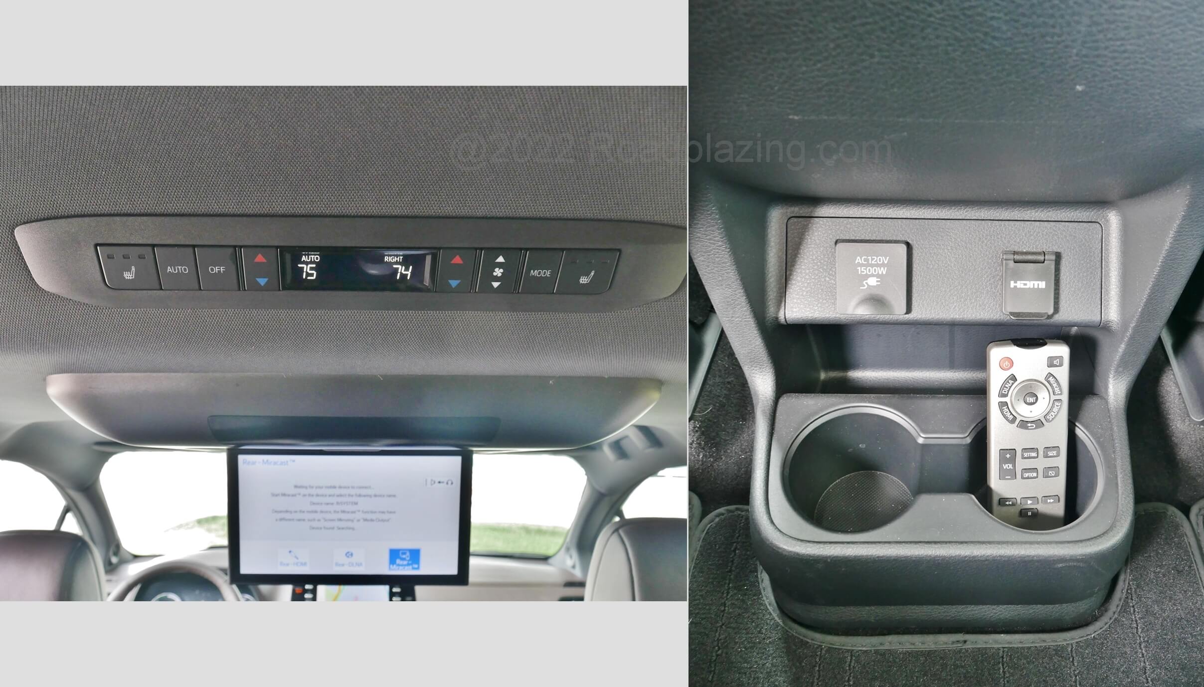 2021 Toyota Sienna Hybrid Platinum AWD: 2nd Row overhead climate control and available 11.6" HD video entertainment display w/ wireless remote control and 4 wireless headphones