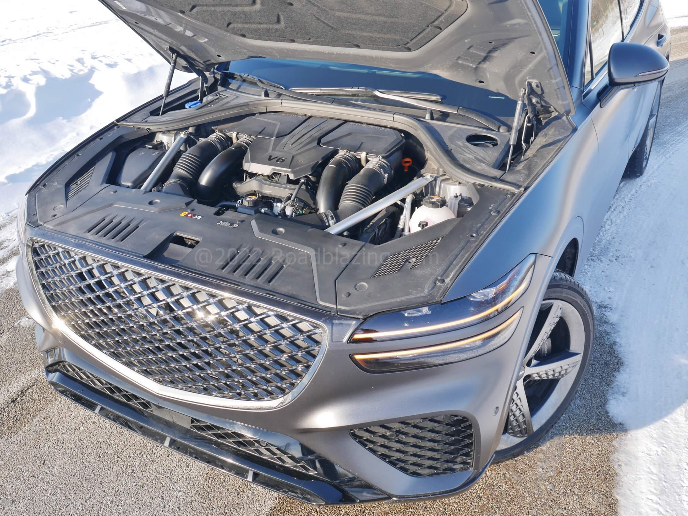 2022 Genesis GV70 3.5T AWD: potent twin-turbo gas V-6 + 8-speed automatic transmission + viscous clutch differential AWD + 6 drive modes