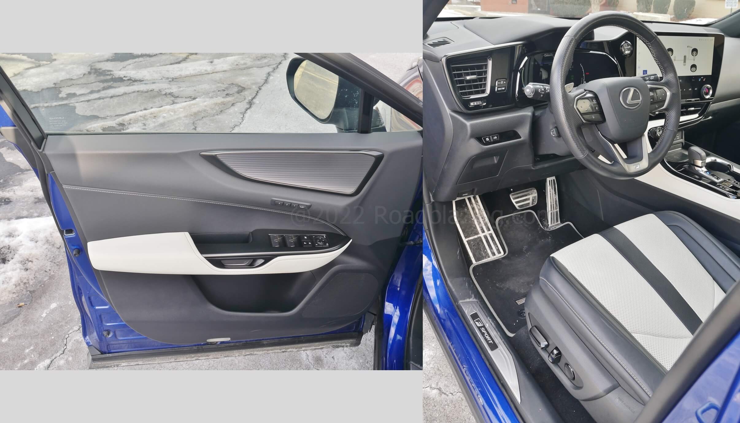 2022 Lexus NX 450h+ F-Sport AWD: two tone soft surfaces & aluminum trimmed pedals