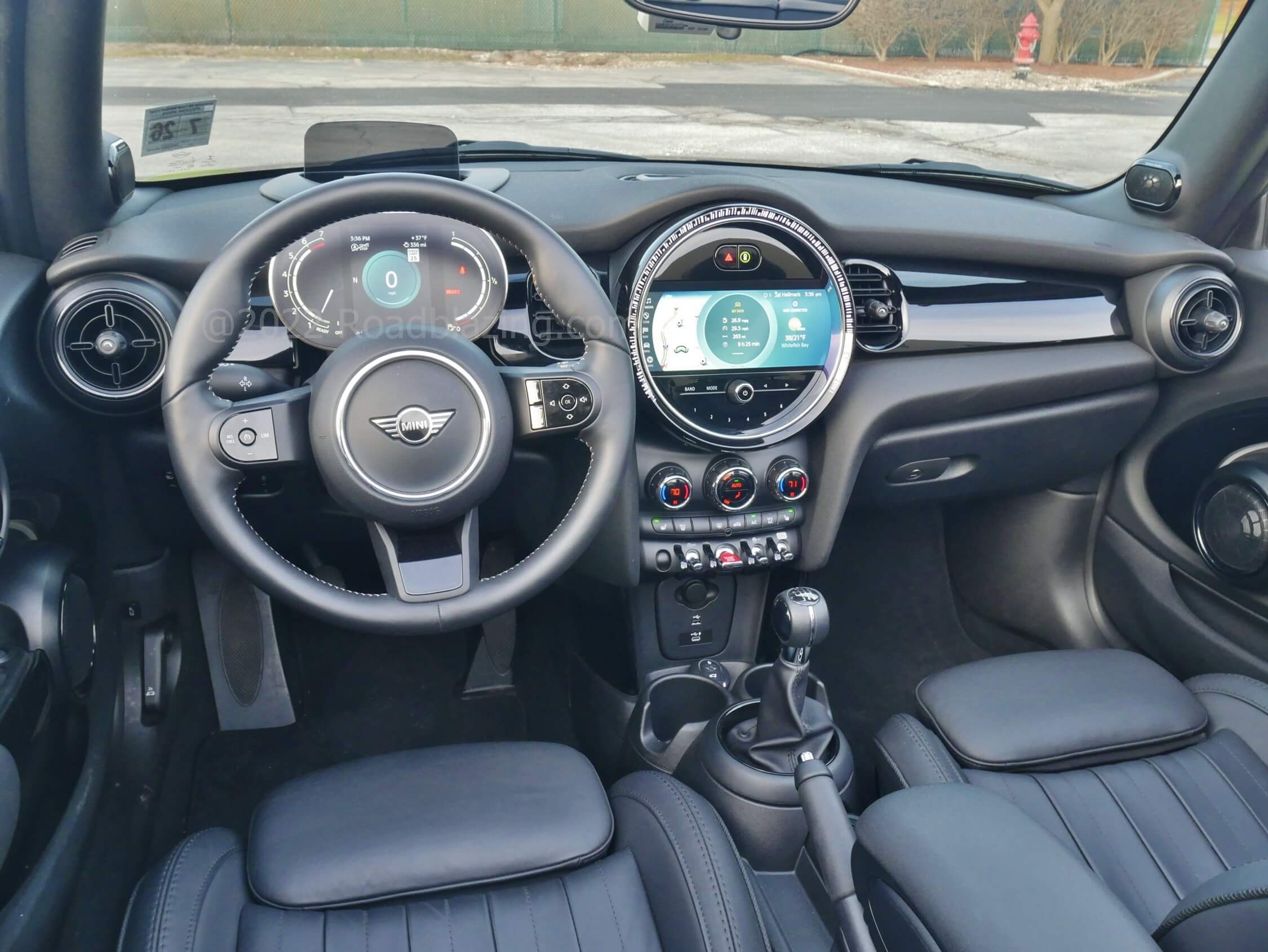 2022 MINI Cooper S Convertible: blend of modern displays w/ traditional MINI orbs & gated toggle switches