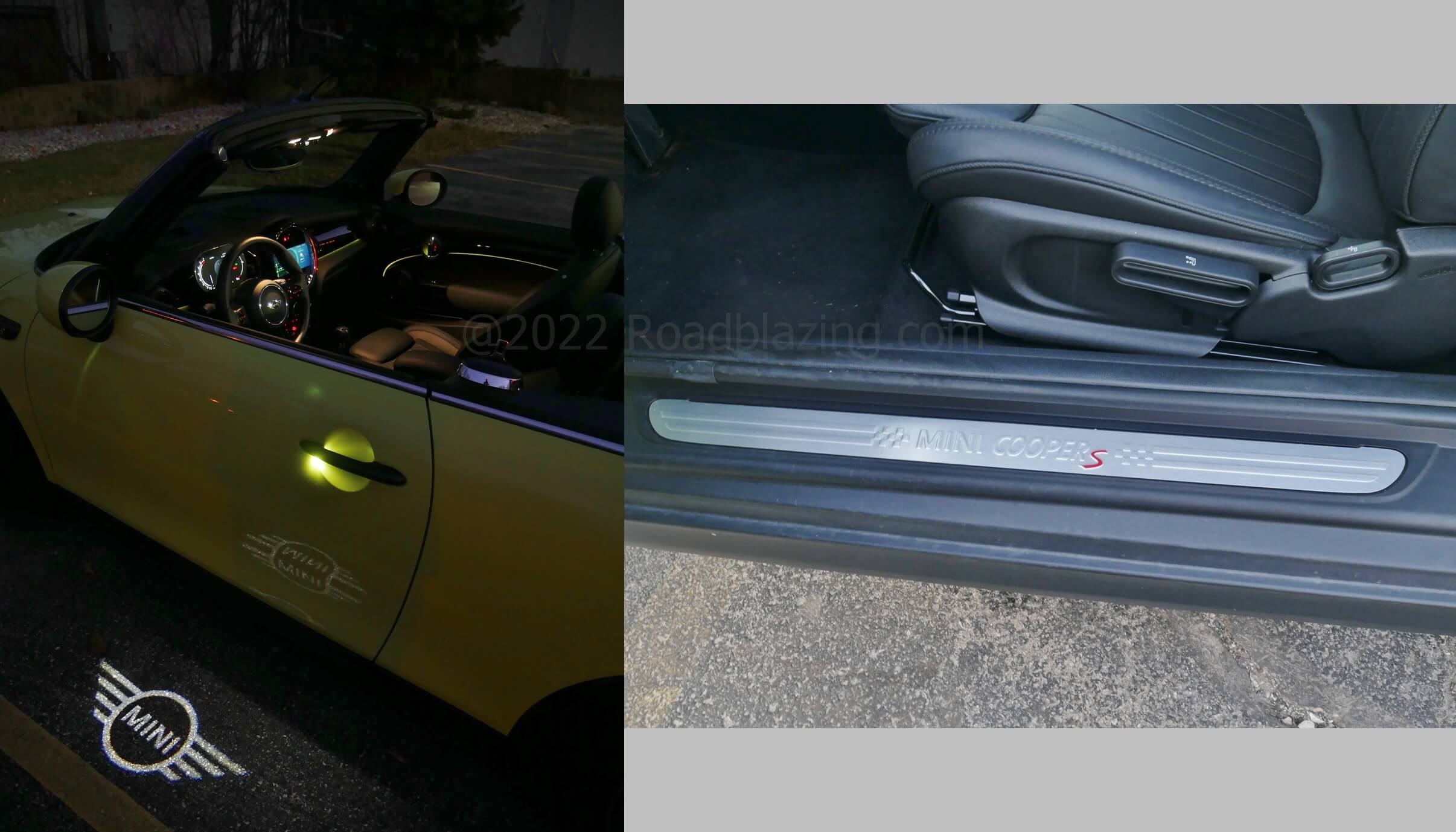 2022 MINI Cooper S Convertible: available driver's door winged MINI puddle lamp