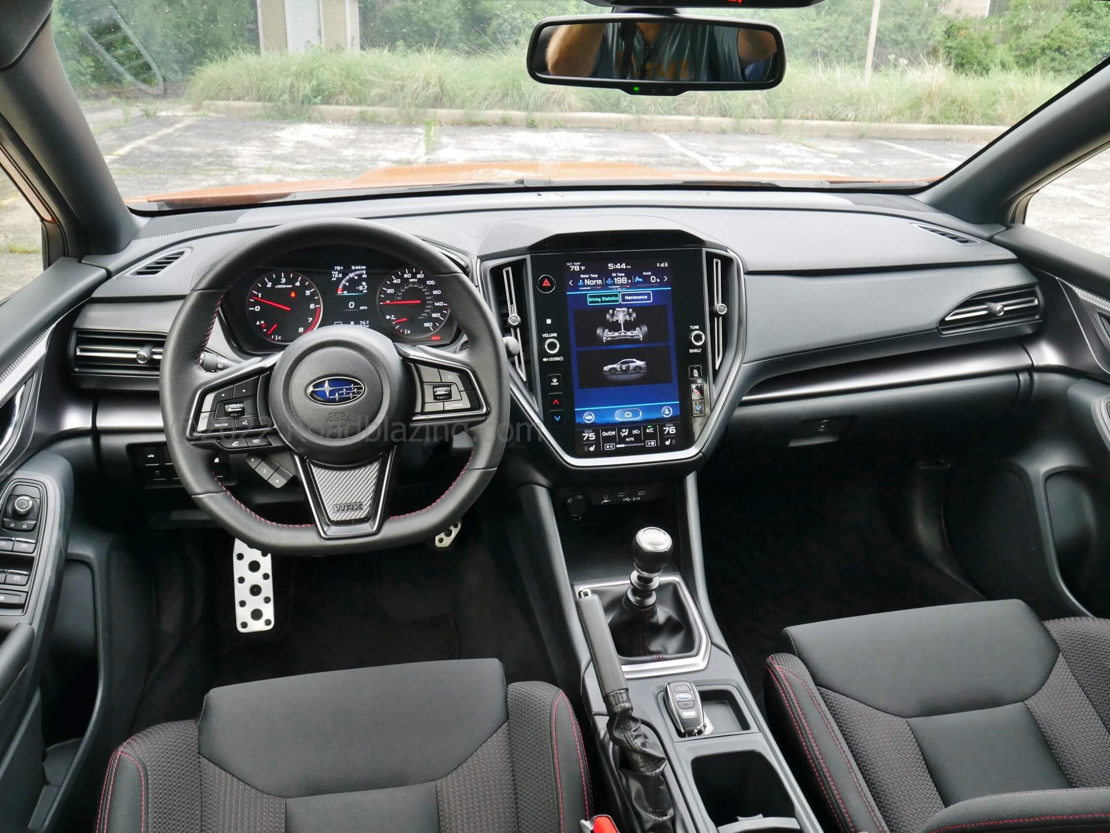 2022 Subaru WRX Premium: new tiered soft panel dashboard & available 11.6" portrait LCD media display reducing switchgear