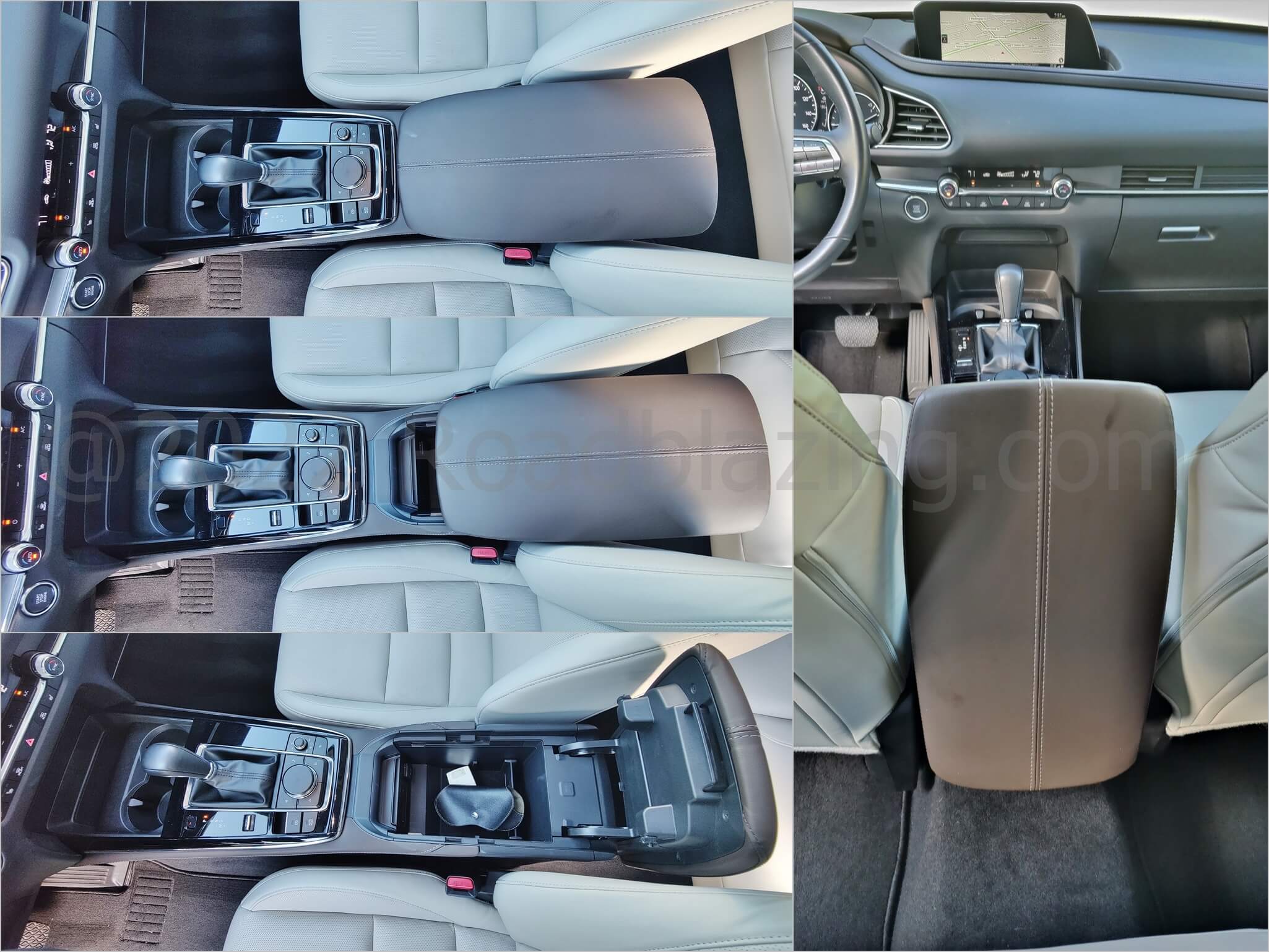 2022 Mazda CX-30 2.5 Turbo AWD: slide to tilt center console storage lid