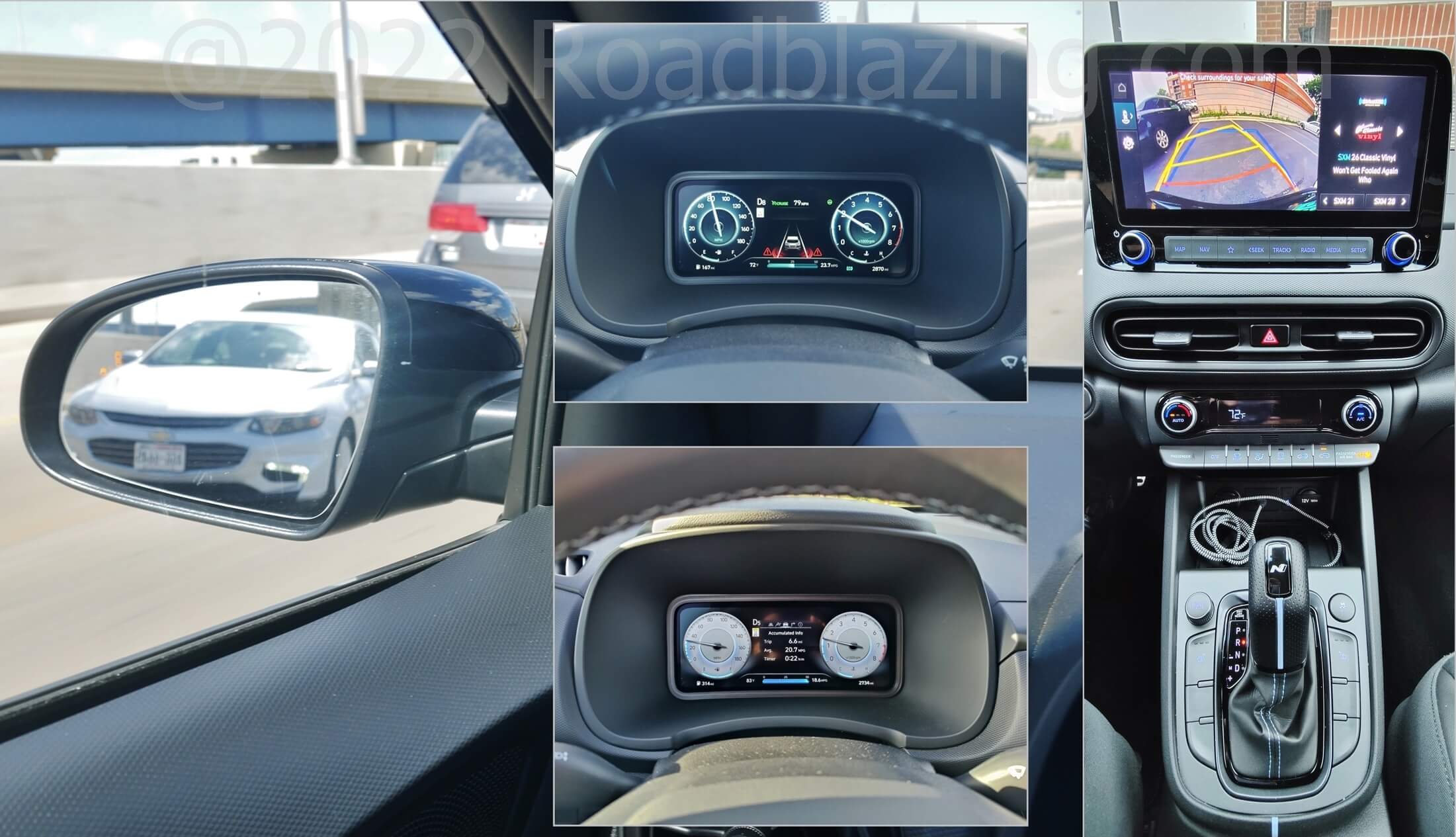 2022 Hyundai Kona DCT: ADAS includes wing mirror & gauge cluster blind spot warning