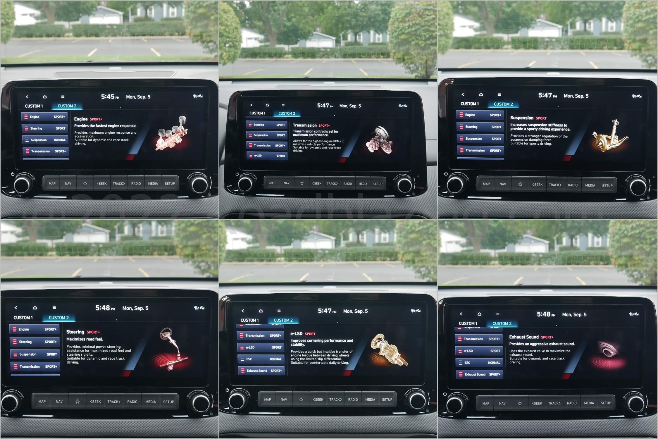 2022 Hyundai Kona DCT: two configurations of seven Custom N Mode settings are called up from the light blue steering wheel spoke buttons